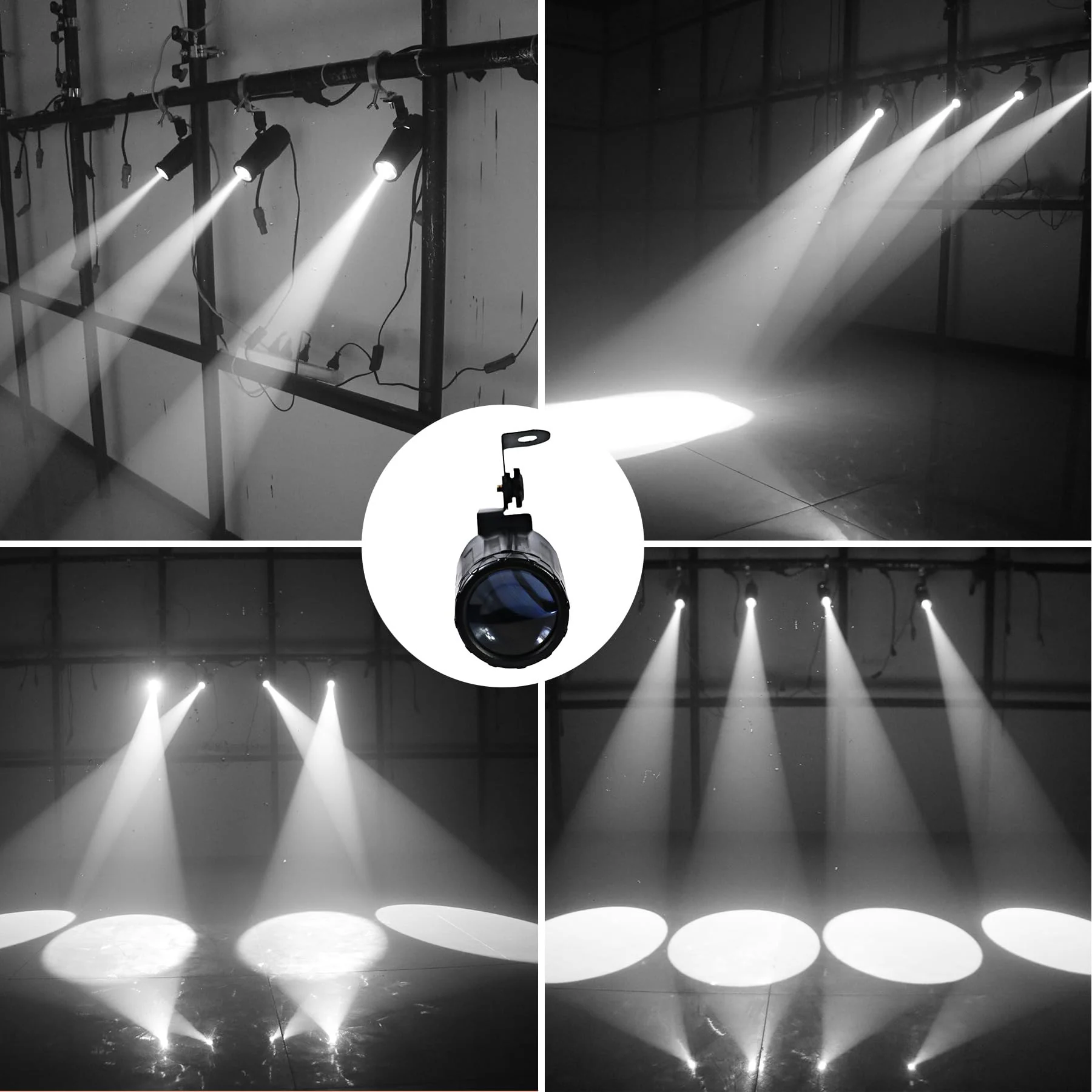 Disco Ball Spotlight 2 Pack, AQOOL Mini Pinspot Lights 5W White LED Beam Pin Spot Light Mirror Dsico Ball Light with ON/Off Button for Disco Party Bar DJ Events (No Remote) - Image 2
