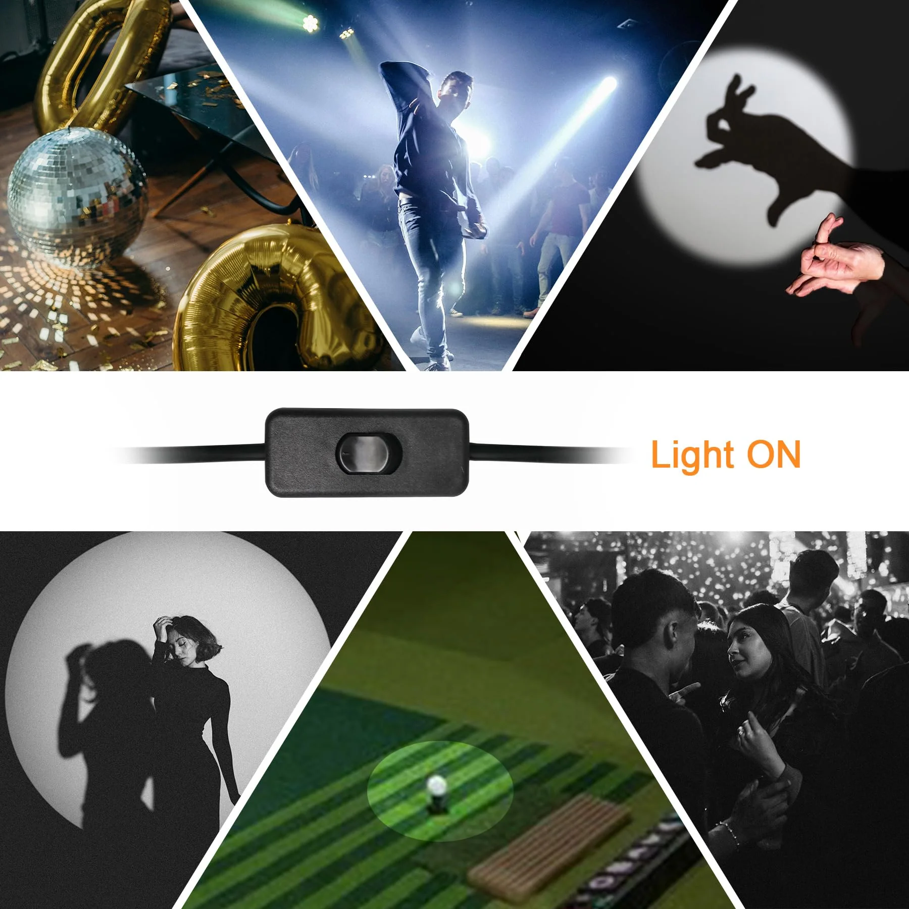 Disco Ball Spotlight 2 Pack, AQOOL Mini Pinspot Lights 5W White LED Beam Pin Spot Light Mirror Dsico Ball Light with ON/Off Button for Disco Party Bar DJ Events (No Remote) - Image 6