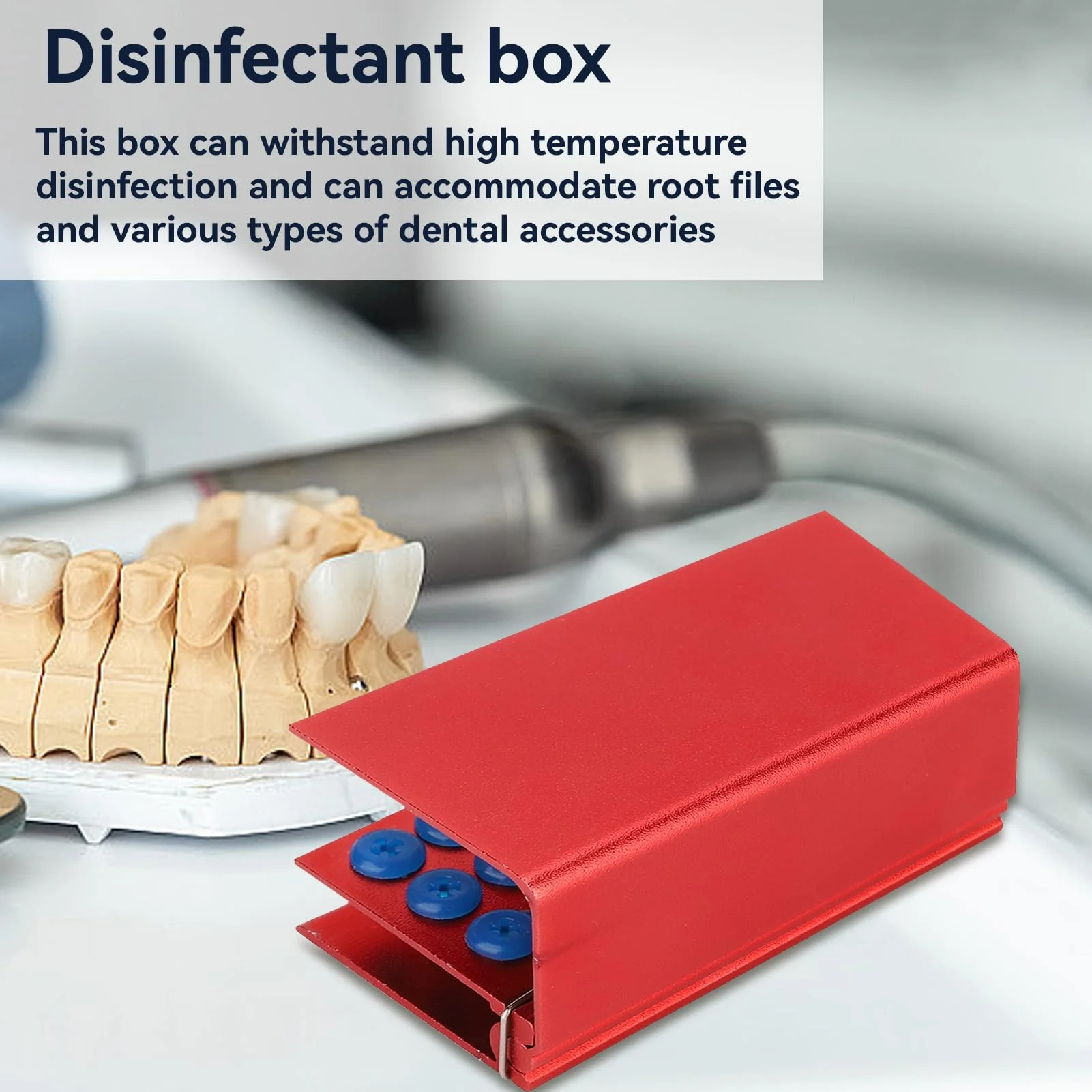 Disinfectant Box, 24 Hole Disinfectant Case Aluminium Alloy with Silicone Pad, Dental Drill Block Holder, Autoclavable Dental Tool Sterilizer, Dental Drill Cleaner - Image 2