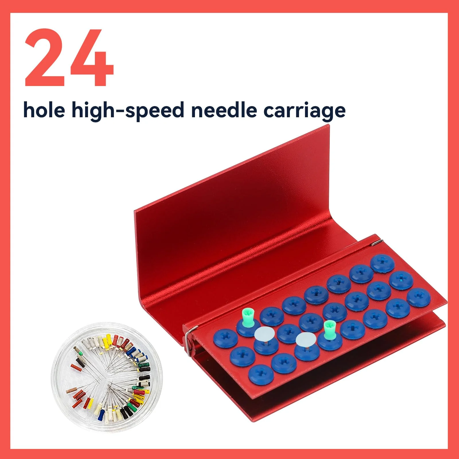Disinfectant Box, 24 Hole Disinfectant Case Aluminium Alloy with Silicone Pad, Dental Drill Block Holder, Autoclavable Dental Tool Sterilizer, Dental Drill Cleaner - Image 4