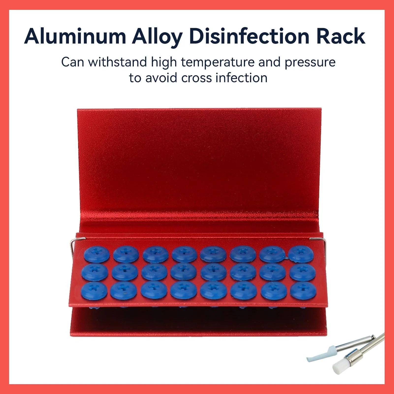 Disinfectant Box, 24 Hole Disinfectant Case Aluminium Alloy with Silicone Pad, Dental Drill Block Holder, Autoclavable Dental Tool Sterilizer, Dental Drill Cleaner - Image 6