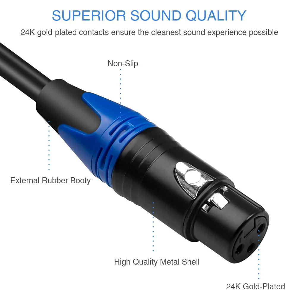 Disino Dual Female XLR to 3.5mm Y-Splitter Cable, Unbalanced XLR Female to 1/8 Inch Mini Jack TRS Stereo Aux Interconnect Audio Mic Breakout Patch Cord - 3.3 Feet/1 Meter - Image 2