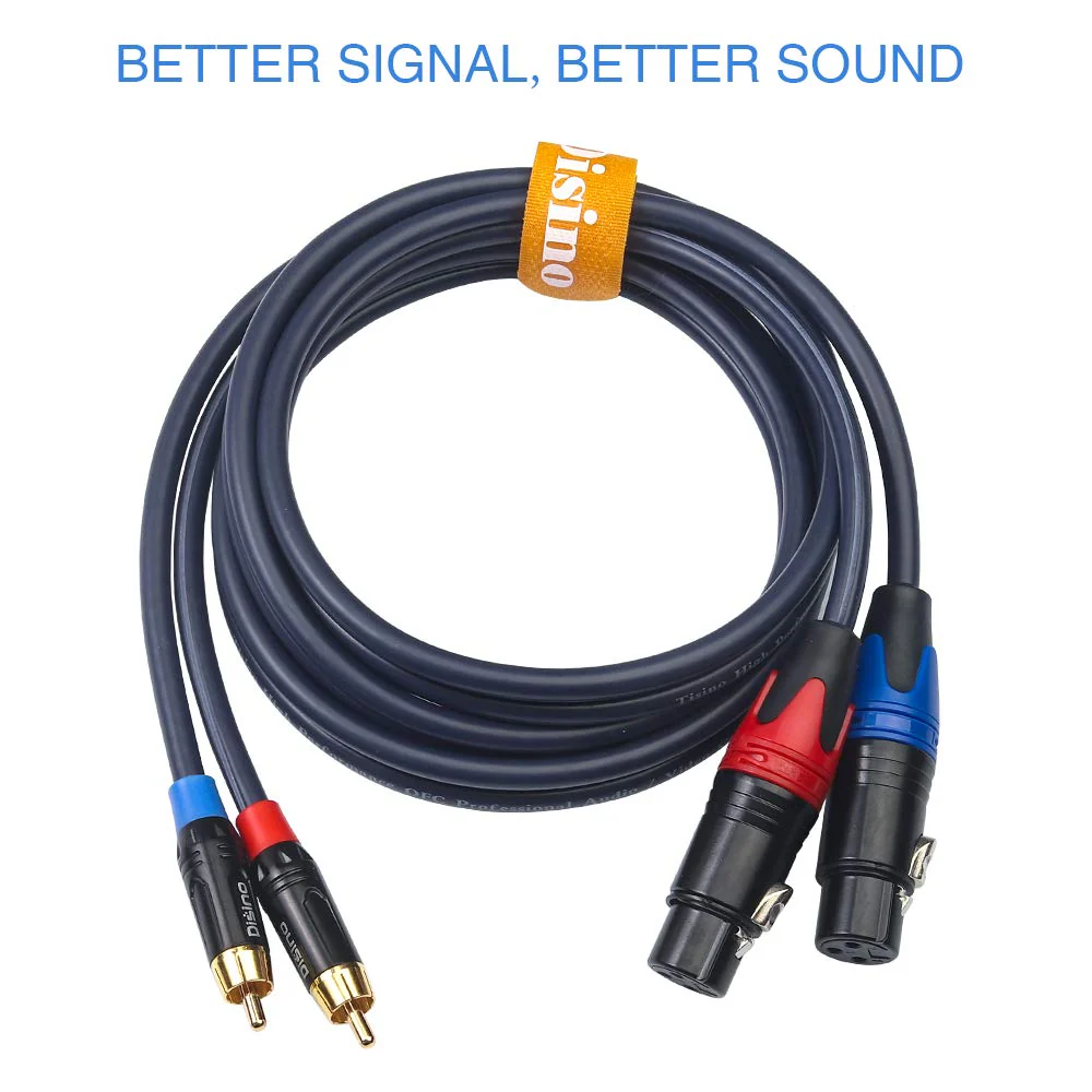 Disino Dual Female XLR to Dual RCA Cable, Heavy Duty 2-XLR Female to 2 RCA/Phone Plug Male HiFi Stereo Audio Connection Microphone Cable Interconnect Lead Wire - 10 Feet /3 Meters - Image 5