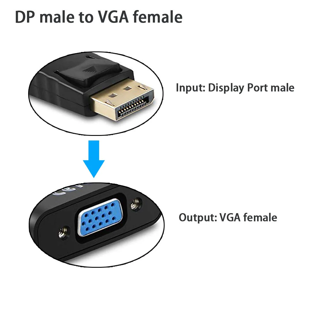 Display Port to VGA Adapter,4 Pack Gold-Plated DisplayPort DP to VGA Converter (Male to Female) for Computer, Desktop, Laptop, PC, Monitor, Projector, HDTV 4Pcs - Image 2