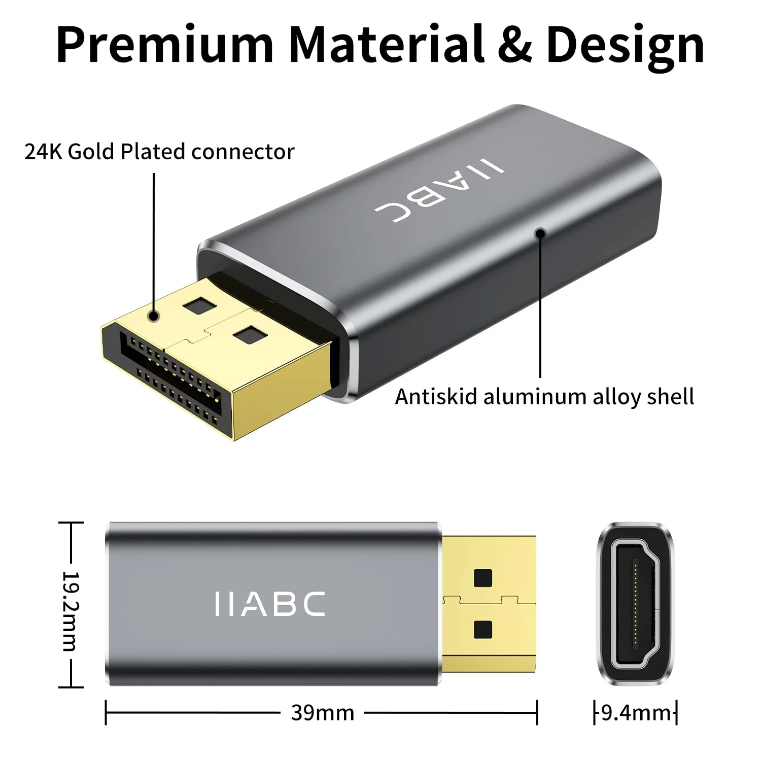 Displayport to HDMI Adapter (2Pack) 4K 24K Gold Plated Displayport DP to HDMI Female Converter，Uni-Directional Display Port to HDMI Converter Compatible for Lenovo, HP, Dell &More- Grey 2-Pack - Image 5