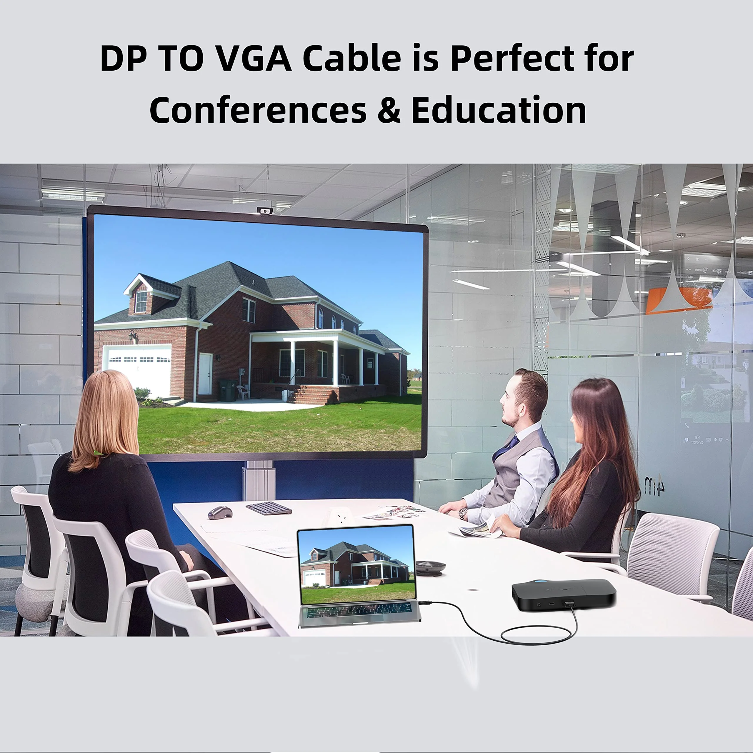 DisplayPort to VGA Cable 6 Ft, 2-Pack Display Port DP to VGA Adapter Cord Male to Male HD Video 1080P for Computer, Monitor, TV, Projector - Image 4