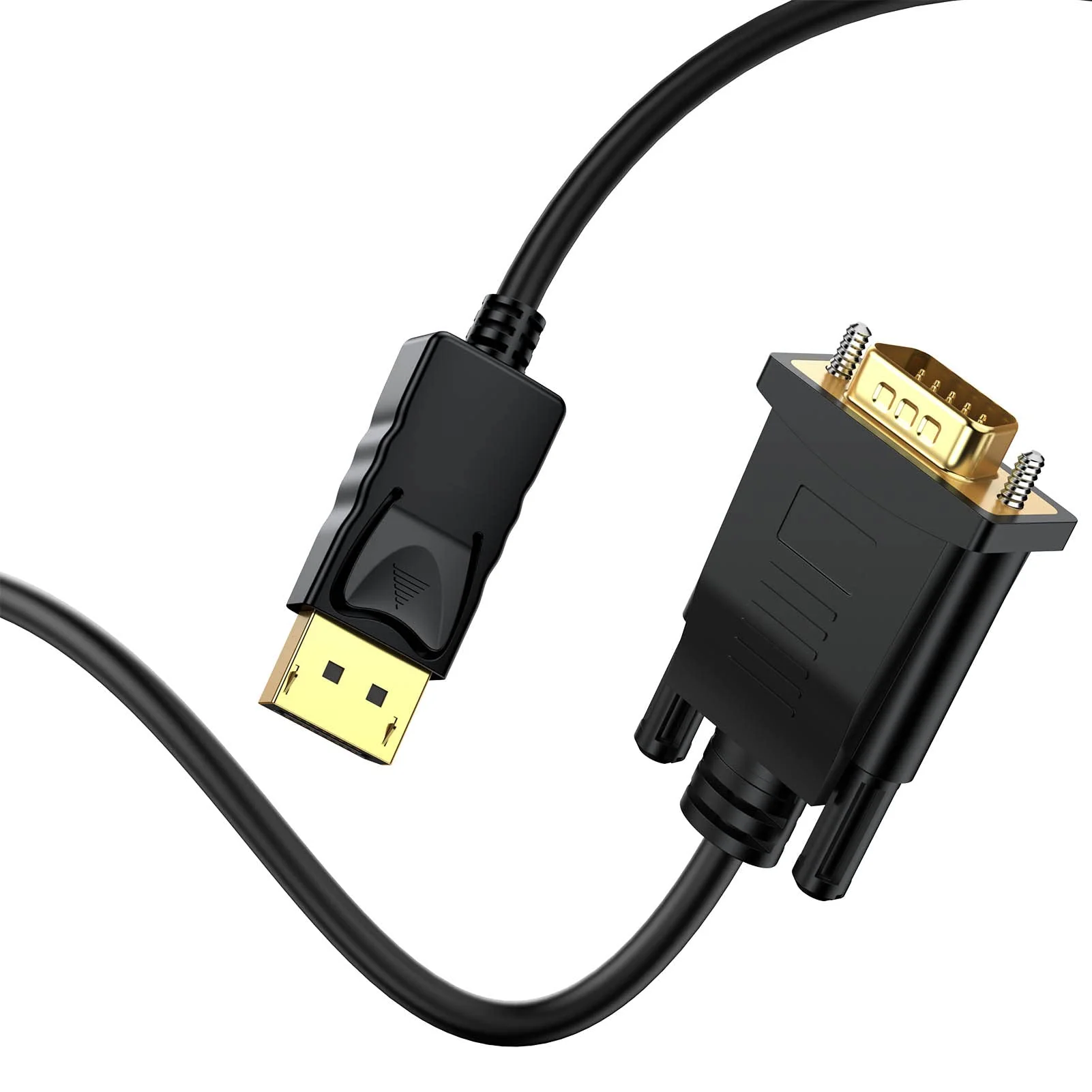 DisplayPort to VGA Cable 6 Ft, 2-Pack Display Port DP to VGA Adapter Cord Male to Male HD Video 1080P for Computer, Monitor, TV, Projector - Image 8