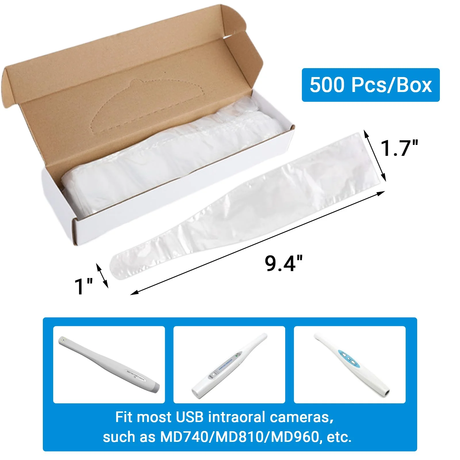 Disposable Intraoral Camera Cases - Dental Endoscope Coat, 9.4" x 1" x 1.7", 500pcs/box - Image 2