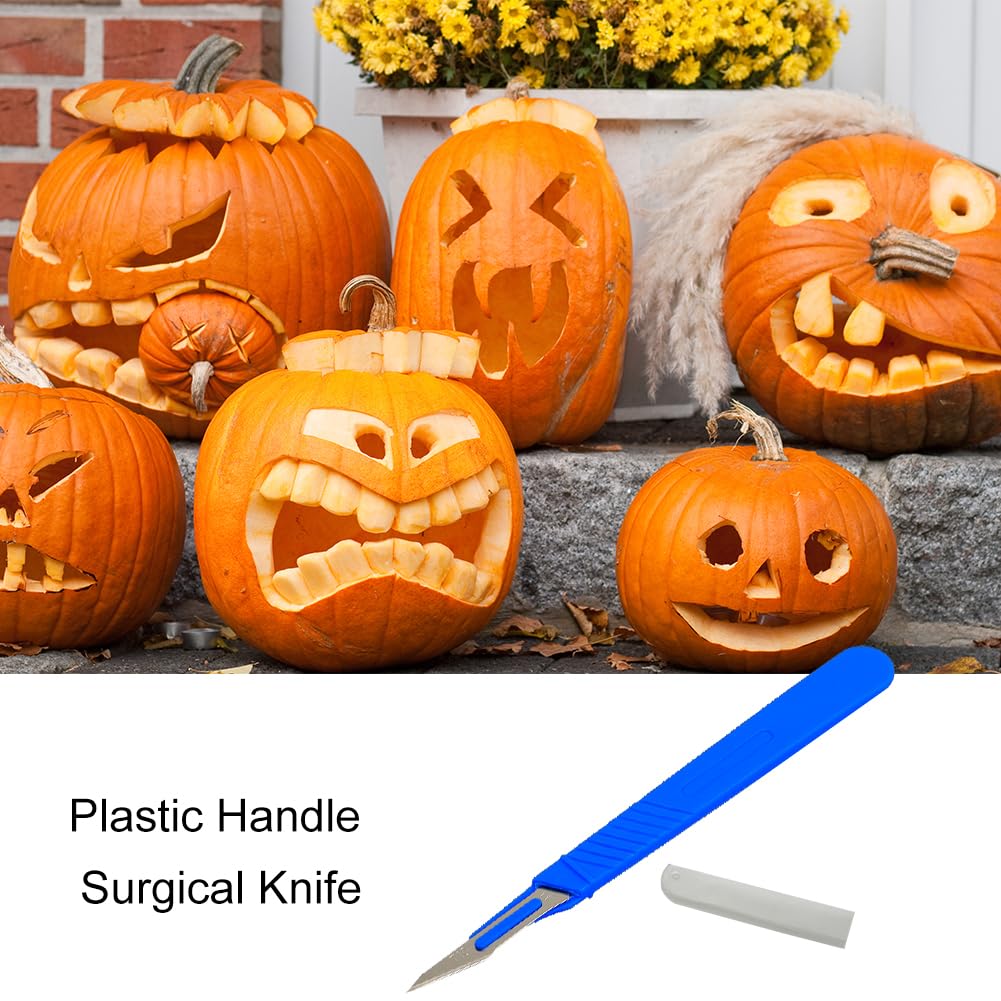 Disposable Plastic Surgical Scalpel Knife, Disposable Scalpel Blade, Sterilised Disposable Scalpels, Disposable Scalpel Figure 11 with Protective Cap, Individually Sterile Packed (Blue, Pack of 10) Construction, 10 Pieces - Image 6