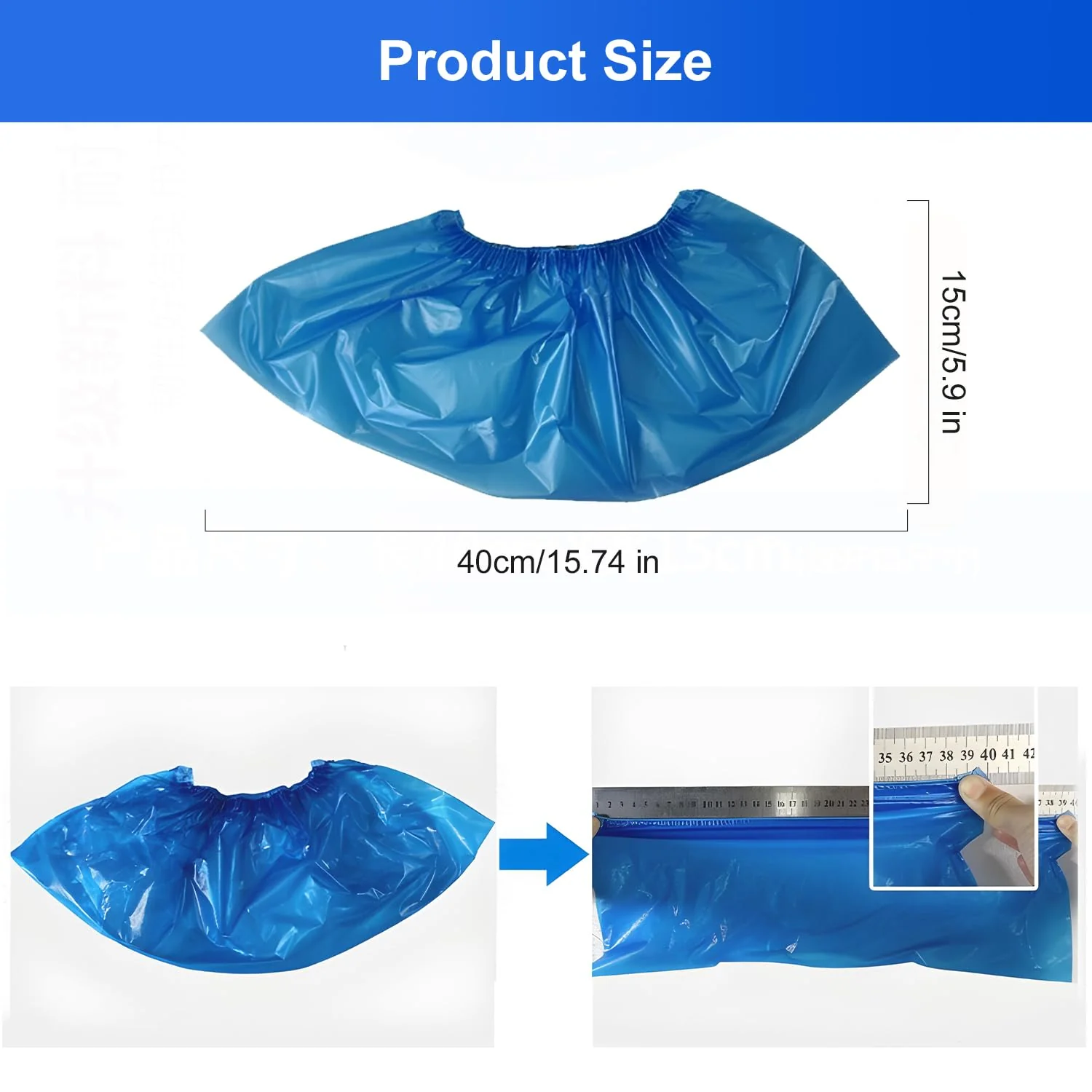 Disposable Shoe Covers Pack of 100 - Waterproof & Non-Slip Overshoes Made of CPE Material, Disposable Shoe Covers for Hygiene, Protection & Rain Protection, Shoe Covers for Household, Clinic & Work - Image 2