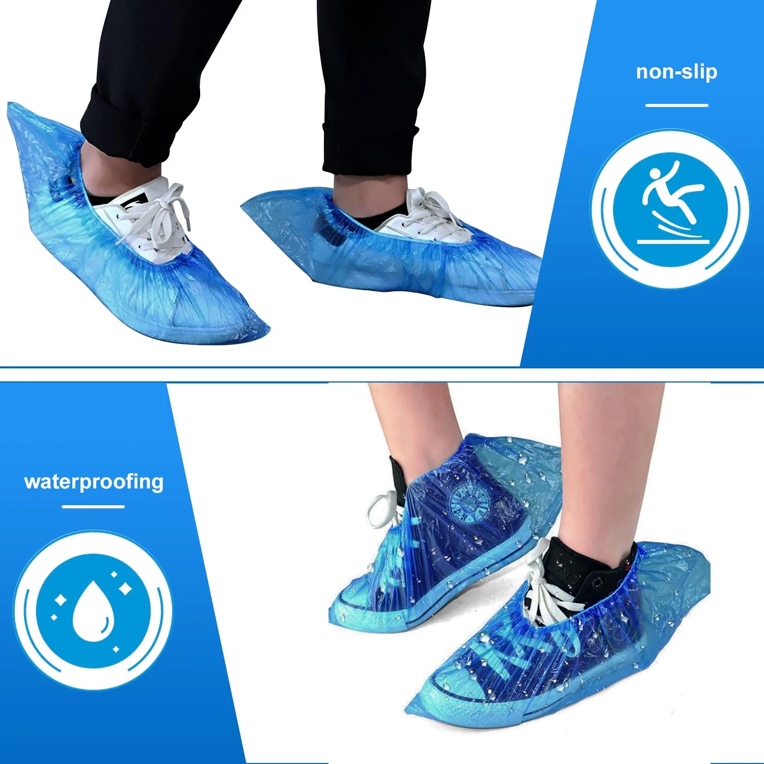 Disposable Shoe Covers Pack of 100 - Waterproof & Non-Slip Overshoes Made of CPE Material, Disposable Shoe Covers for Hygiene, Protection & Rain Protection, Shoe Covers for Household, Clinic & Work - Image 3