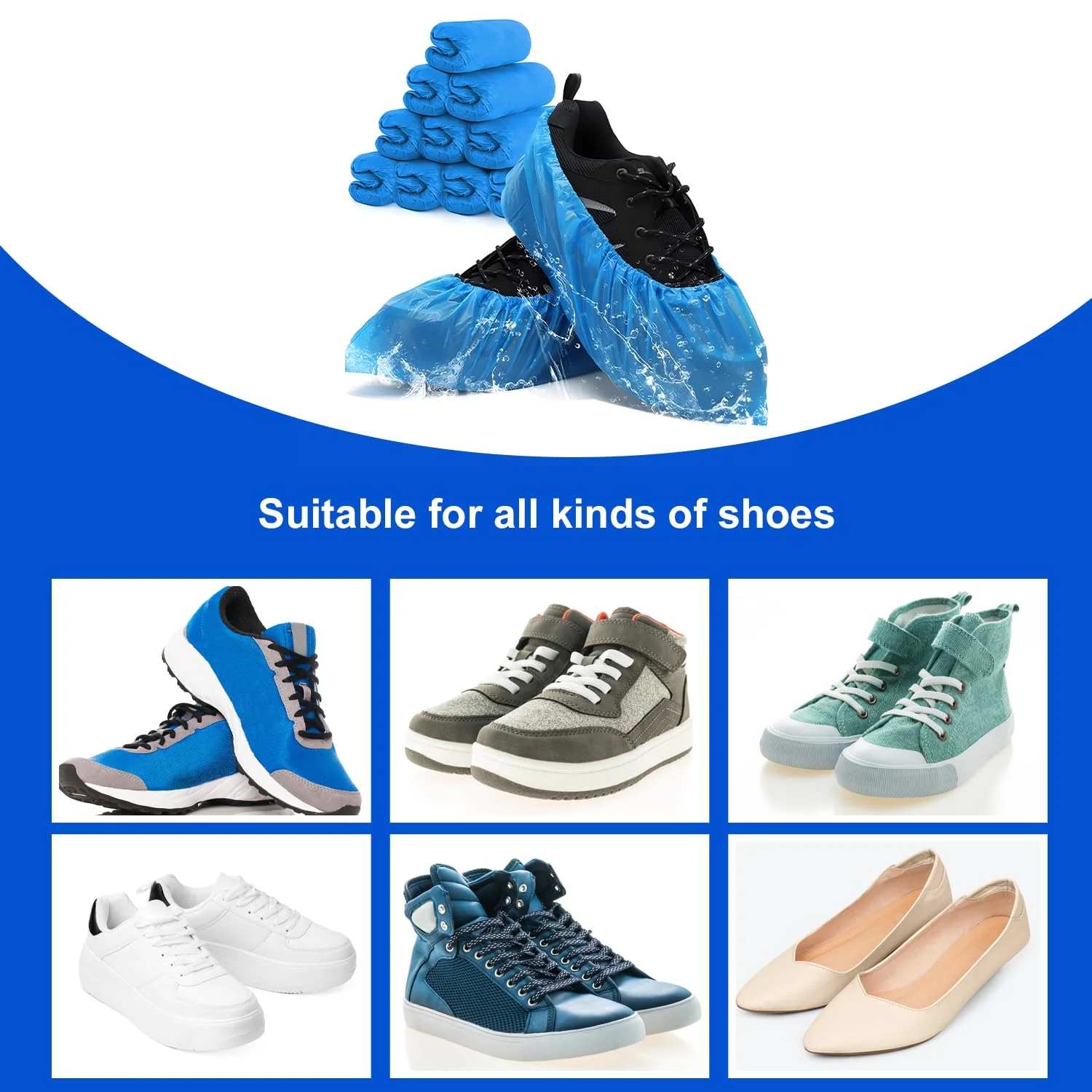 Disposable Shoe Covers Pack of 100 - Waterproof & Non-Slip Overshoes Made of CPE Material, Disposable Shoe Covers for Hygiene, Protection & Rain Protection, Shoe Covers for Household, Clinic & Work - Image 5