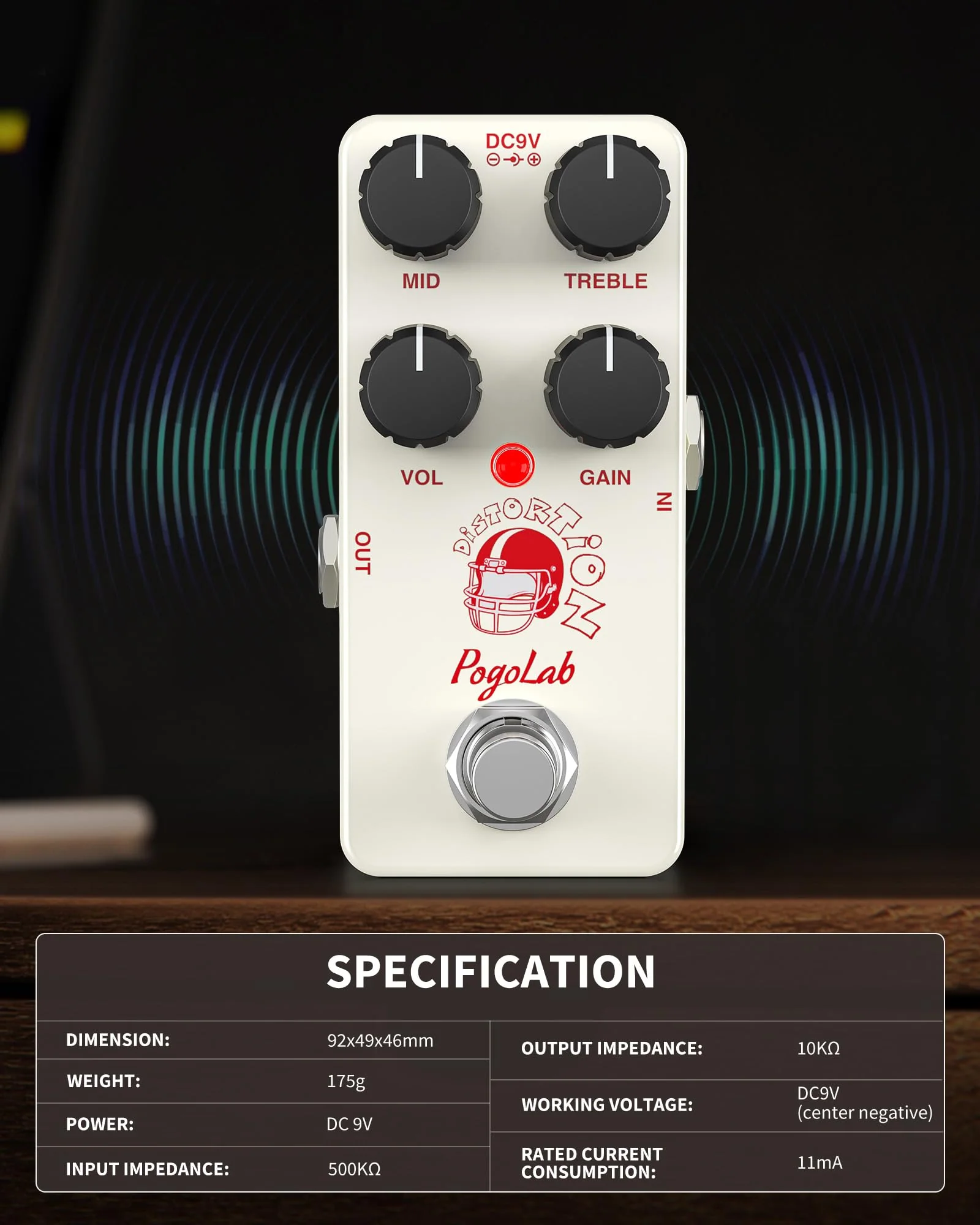 Distortion Guitar Pedal, Mini Analog Distortion Pedal, Two-Brand EQ, Mid and Treble, True Bypass DC 9V for Electric Guitar - Image 4