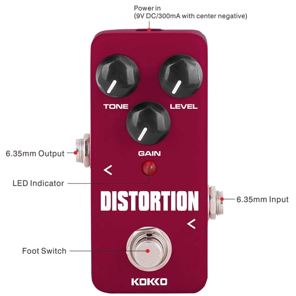 Distortion Guitar Pedal, Mini Effect Pedal Processor of Classic Distortion Tone Effect Universal for Guitar and Bass, Exclude Power Adapter - KOKKO (FDS2) - Image 2