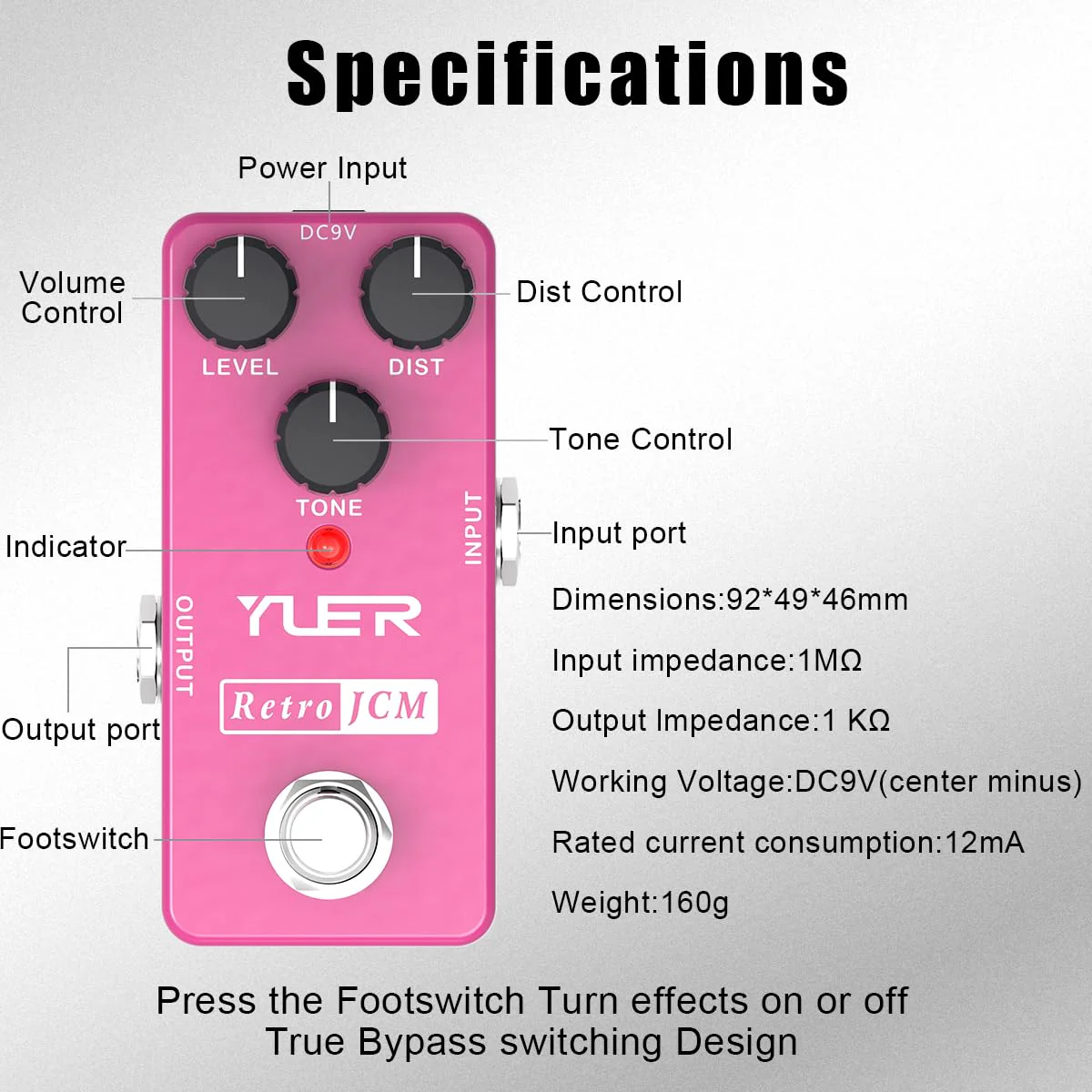 Distortion Pedal, Analog Retro JCM Distortion Effect Pedal for Electric Guitar with Footswitch Cap Aluminum Case - True Bypass RS-13 - Image 6