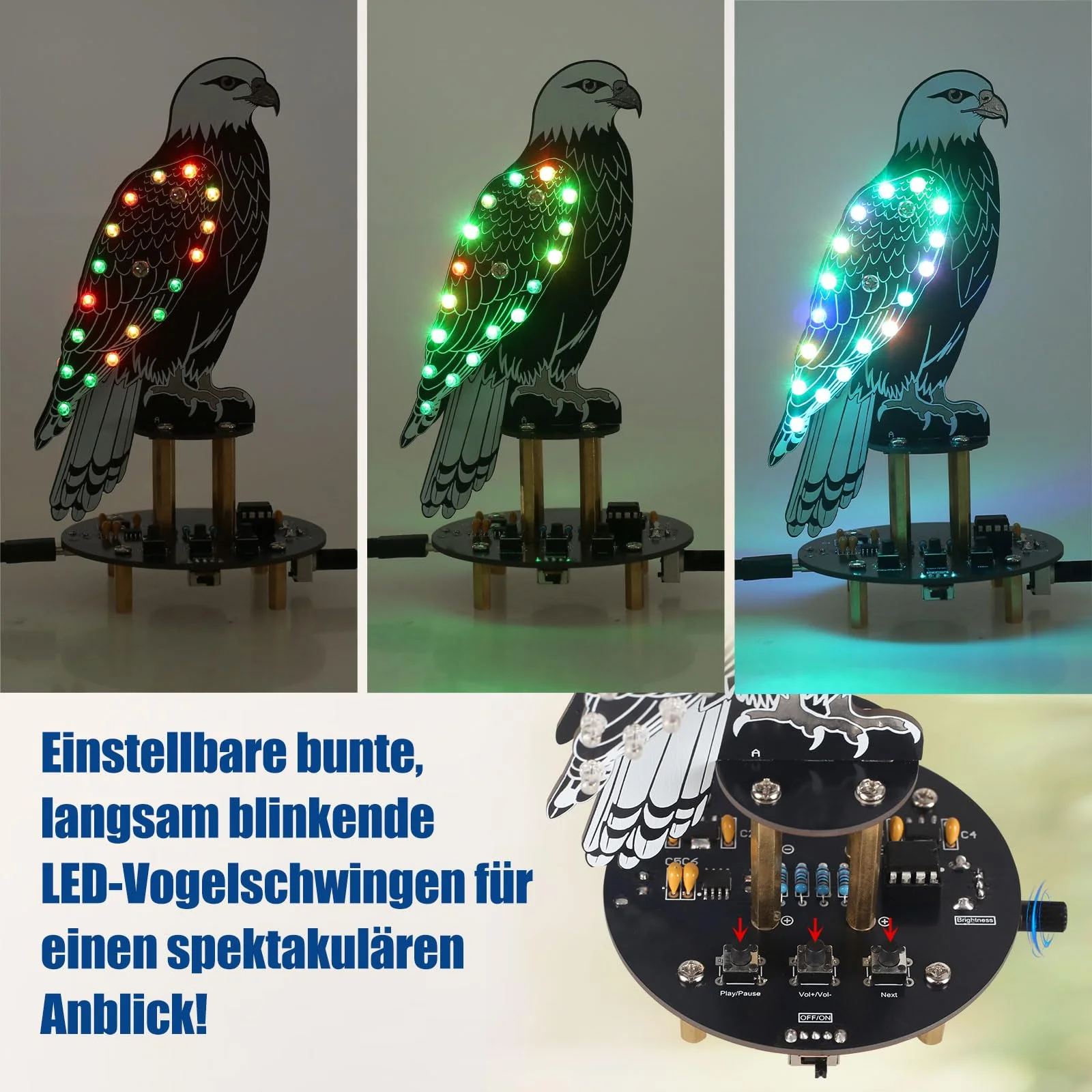 DIY Electronic Bird Singing Soldering Kit, Creative Soldering Project Kit with Bird Shape, 10 Bird Voices, Slow LED Wing Flashing for Electronics Learning Gift - Image 4
