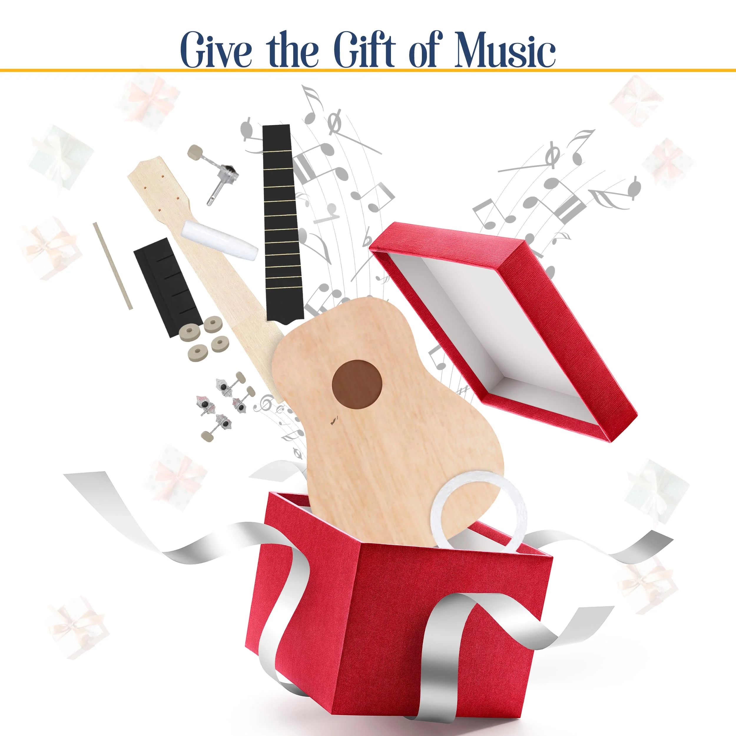 DIY Ukulele Kit Soprano (21inch) Build Your Own Guitar Kit with our Ukuleles Guitar Build Kit. DIY Ukelele Kit has 33 Pieces for all DIY Guitar needs. Guitar diy kit great to Build Your Own Ukulele - Image 6
