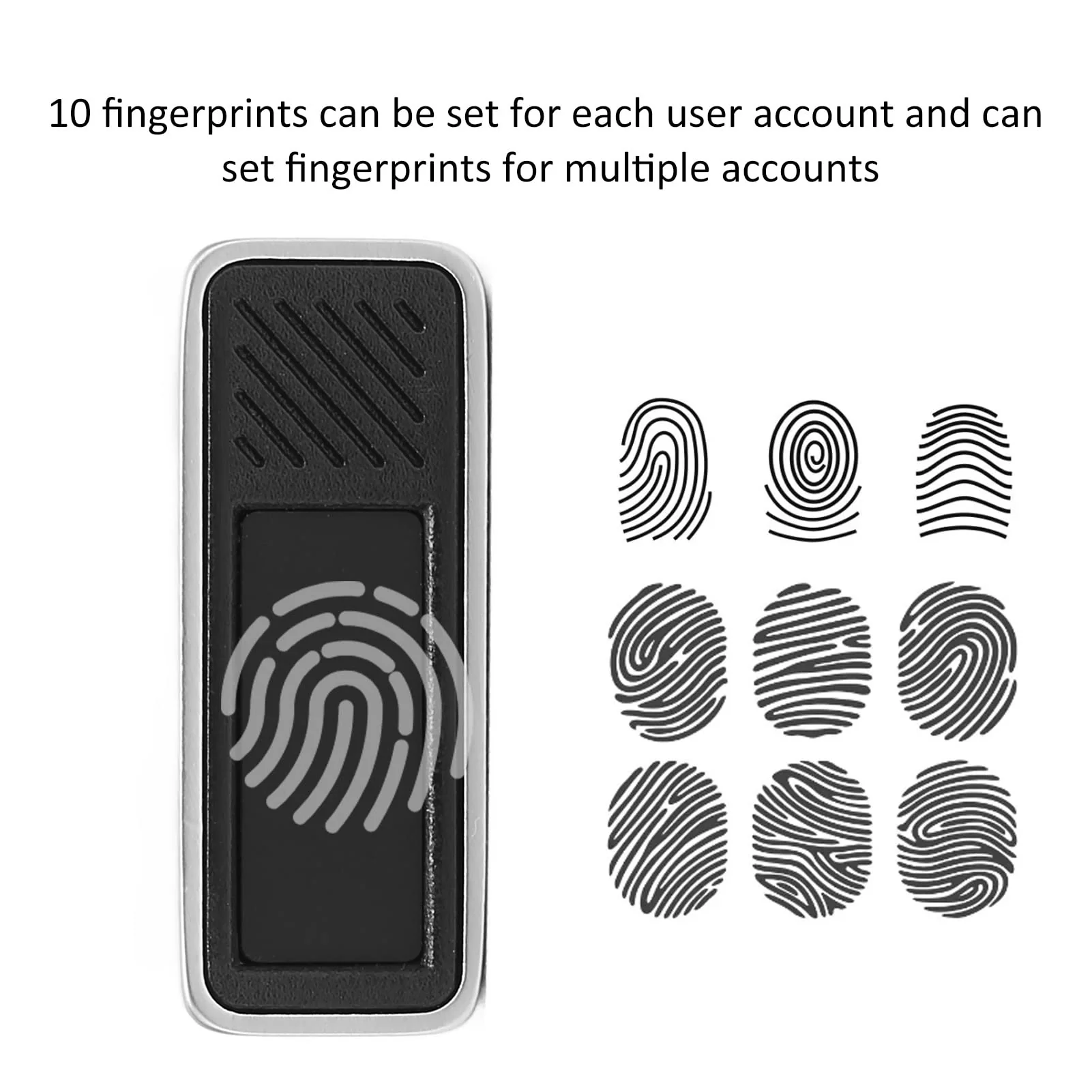 Diyeeni USB C Fingerprint Key Reader, Biometric Fingerprint Scanner for 8 7, 360 Degrees Touch Portable Security Key for Laptop, Support 10 Fingerprints - Image 4