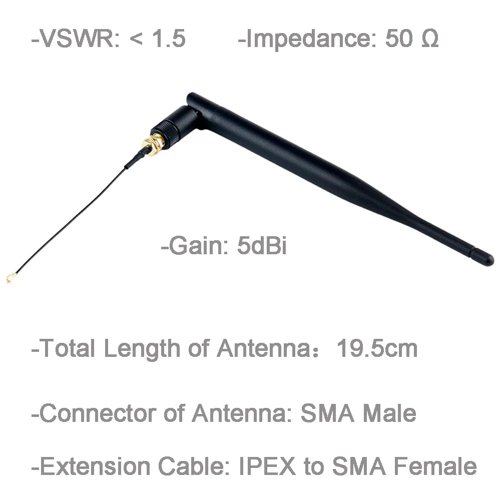 DIYmalls 868 MHz LoRa Antenna 5dBi SMA Plug 195 mm + SMA Female Cable for Meshtastic LoRa 32 V3 HTCC-AB02S Heltec T114 Mesh Node LoRa32u4II (Pack of 2) - Image 2