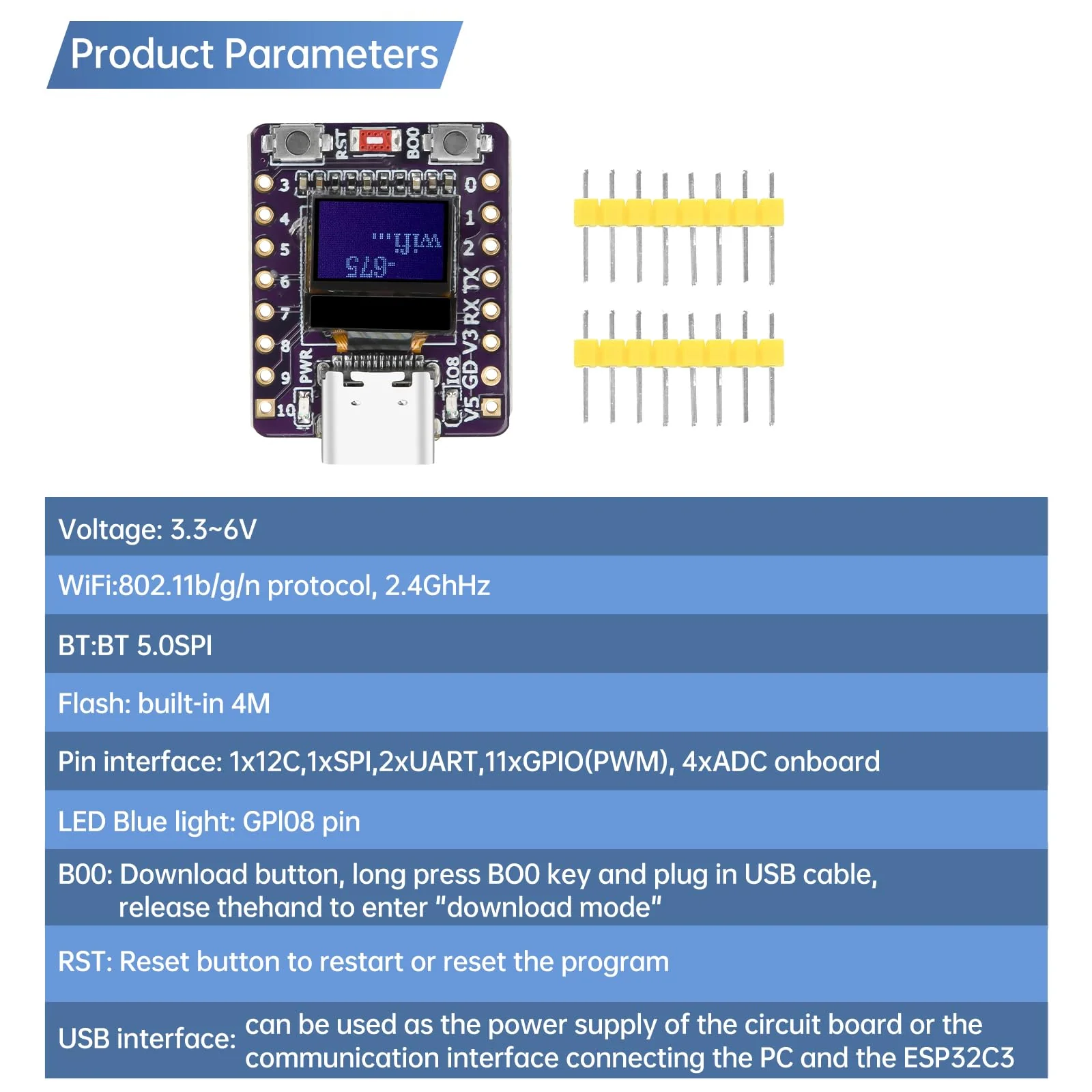 diymore 2 pieces for ESP32 C3 development board with 0.42 inch OLED display, for ESP32 Mini, supports WiFi Bluetooth, suitable for IoT development ESP32 C3 with OLED - Image 3