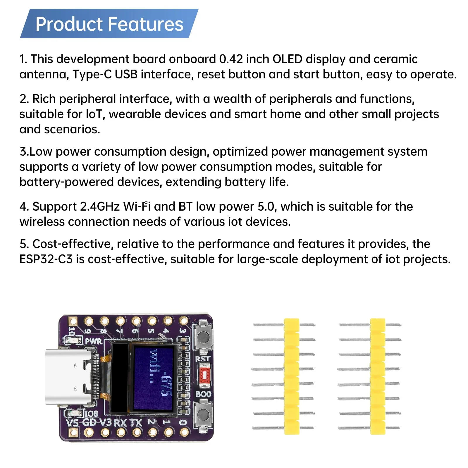 diymore 2 pieces for ESP32 C3 development board with 0.42 inch OLED display, for ESP32 Mini, supports WiFi Bluetooth, suitable for IoT development ESP32 C3 with OLED - Image 4
