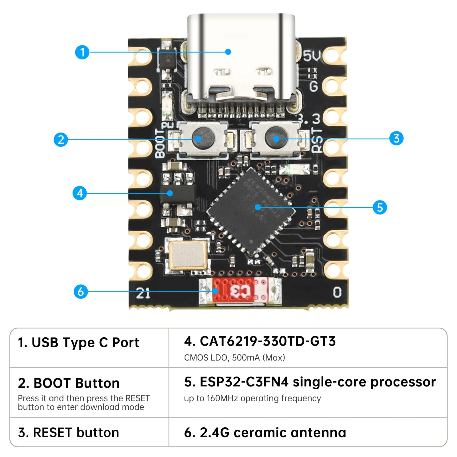 diymore 4pcs for ESP32 for ESP32-C3 Development Board Mini Supports WiFi Bluetooth ESP32 C3 - Image 2