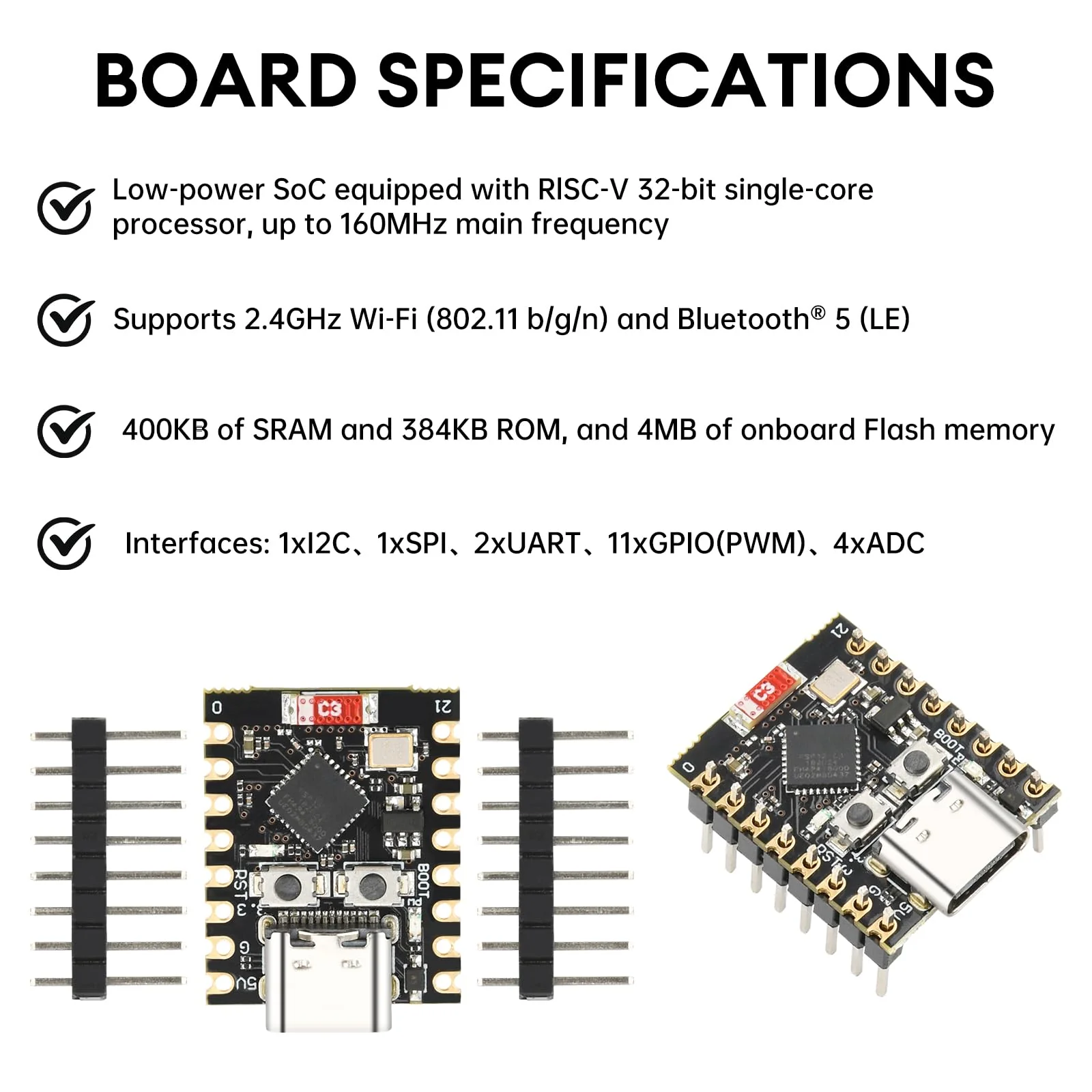 diymore 4pcs for ESP32 for ESP32-C3 Development Board Mini Supports WiFi Bluetooth ESP32 C3 - Image 3