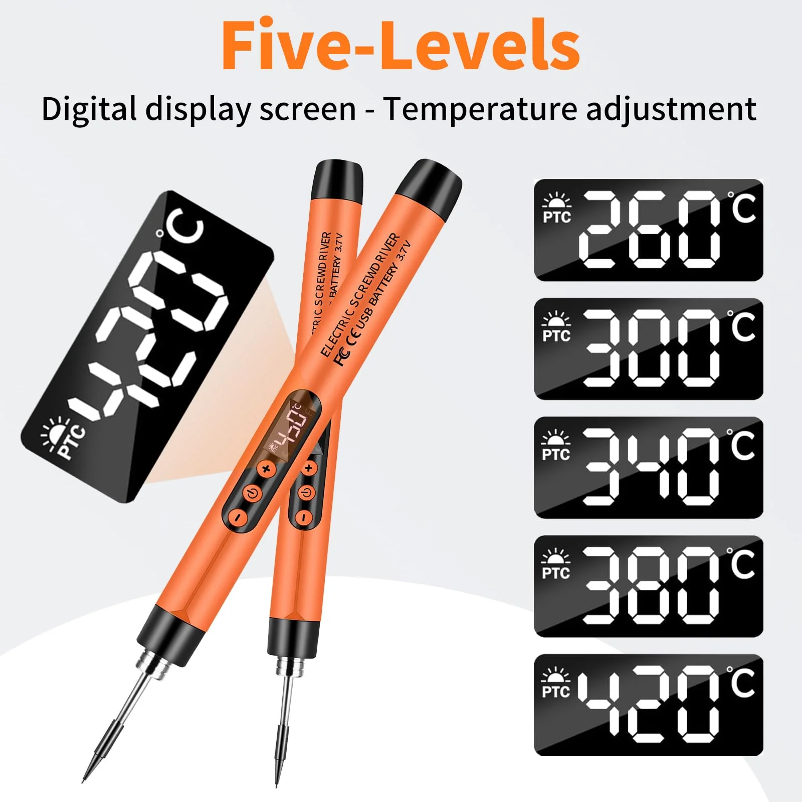 diymore Akku Lötkolben Set, USB Kabelloses Lötkolben Set, 5 Gänge Temperatur Einstellbare 260 ℃-420 ℃, 3 Lötspitzen, Lötdraht, Lötkolben, Lötpaste, Lötkolben Akku Set für Reparatur des Schweißens - Image 2
