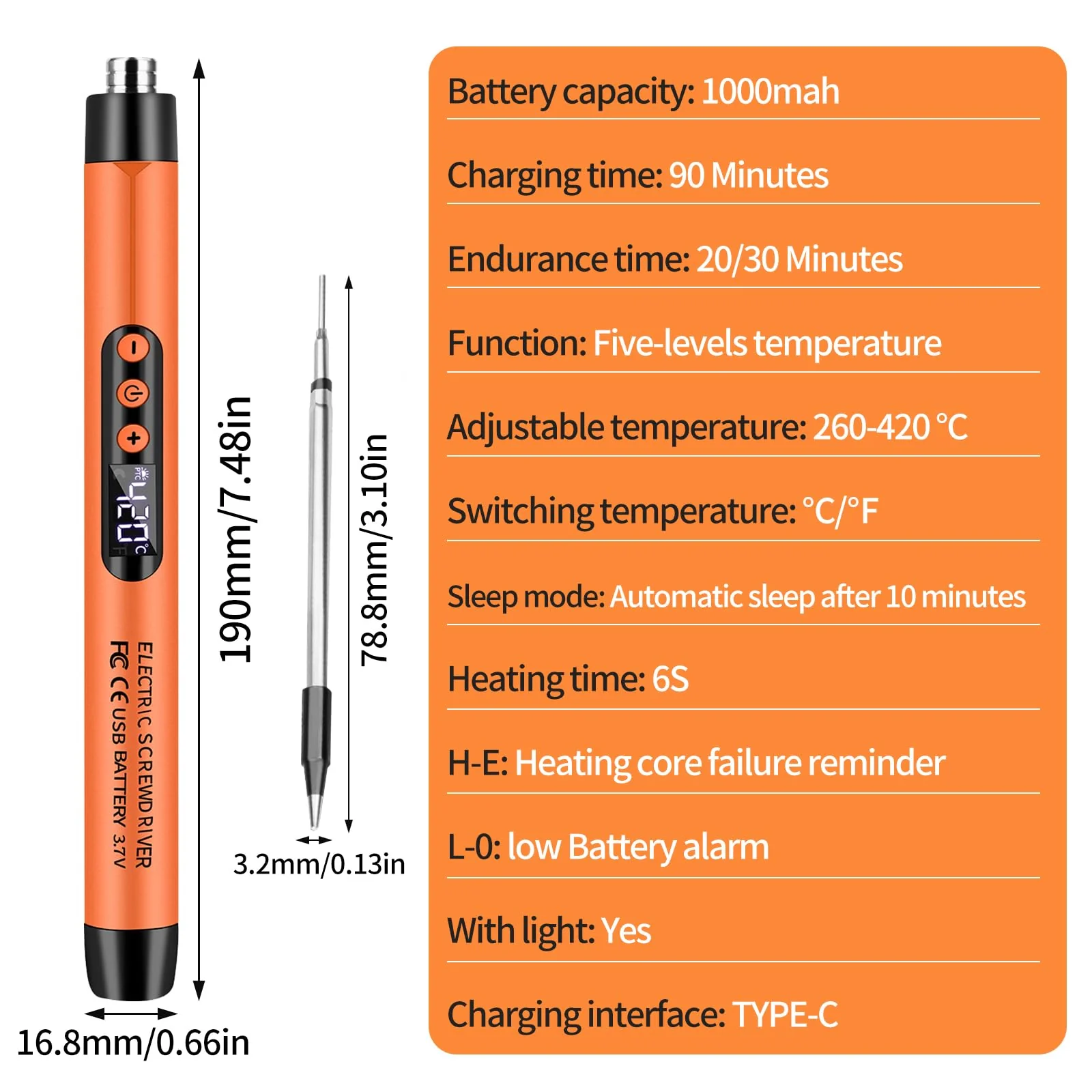 diymore Akku Lötkolben Set, USB Kabelloses Lötkolben Set, 5 Gänge Temperatur Einstellbare 260 ℃-420 ℃, 3 Lötspitzen, Lötdraht, Lötkolben, Lötpaste, Lötkolben Akku Set für Reparatur des Schweißens - Image 7