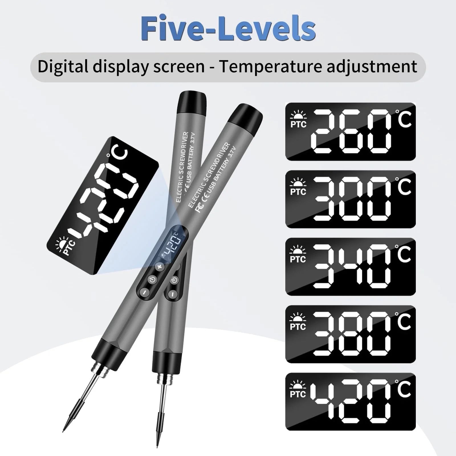 diymore Battery Soldering Iron Set, USB Wireless Soldering Iron Set, 5 Gears Temperature Adjustable 260 ℃-420 °C, 3 Soldering Tips, Soldering Wire, Soldering Paste, Soldering Iron Battery for Repair - Image 6