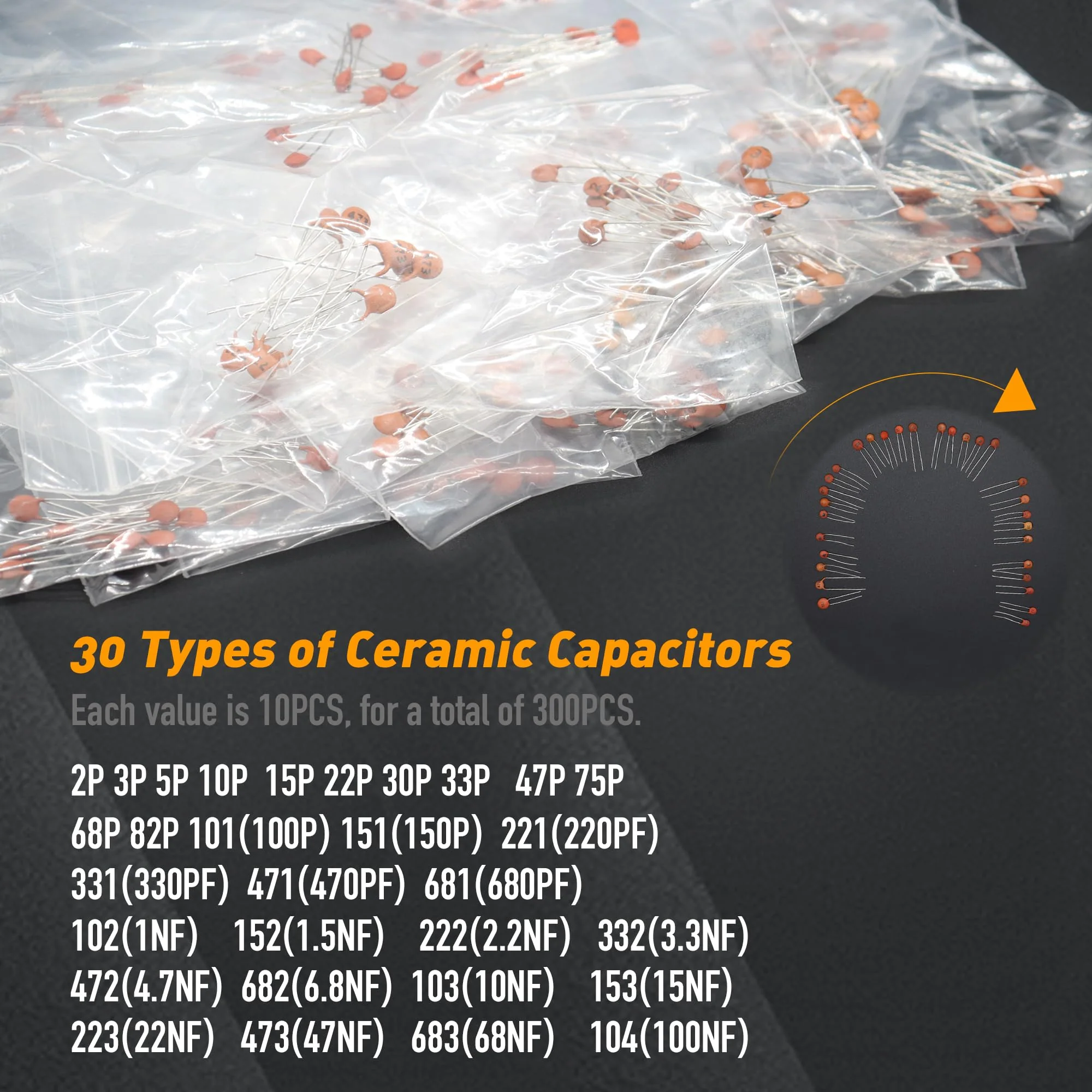 DIYoung 1390 Pieces Electronic Components Kit, with LED Diodes, Metal Film Resistors, Electrolytic Capacitors Package, Ceramic Capacitors, Transistors, Diodes - Image 6