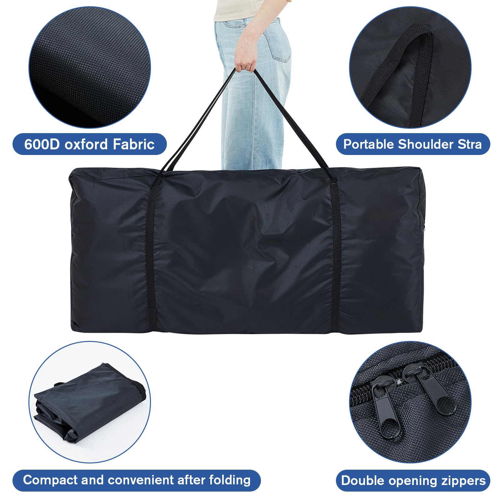 DJ Booth Carrying Bag DJ Facade Panel Carry Bag Black DJ Bag Facade Bag Reinforced Replacement, 46.5 x 22 x 4.7'' - Image 2