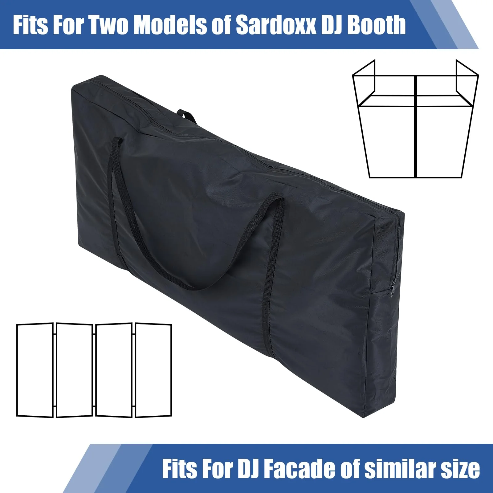 DJ Booth Carrying Bag DJ Facade Panel Carry Bag Black DJ Bag Facade Bag Reinforced Replacement, 46.5 x 22 x 4.7'' - Image 3
