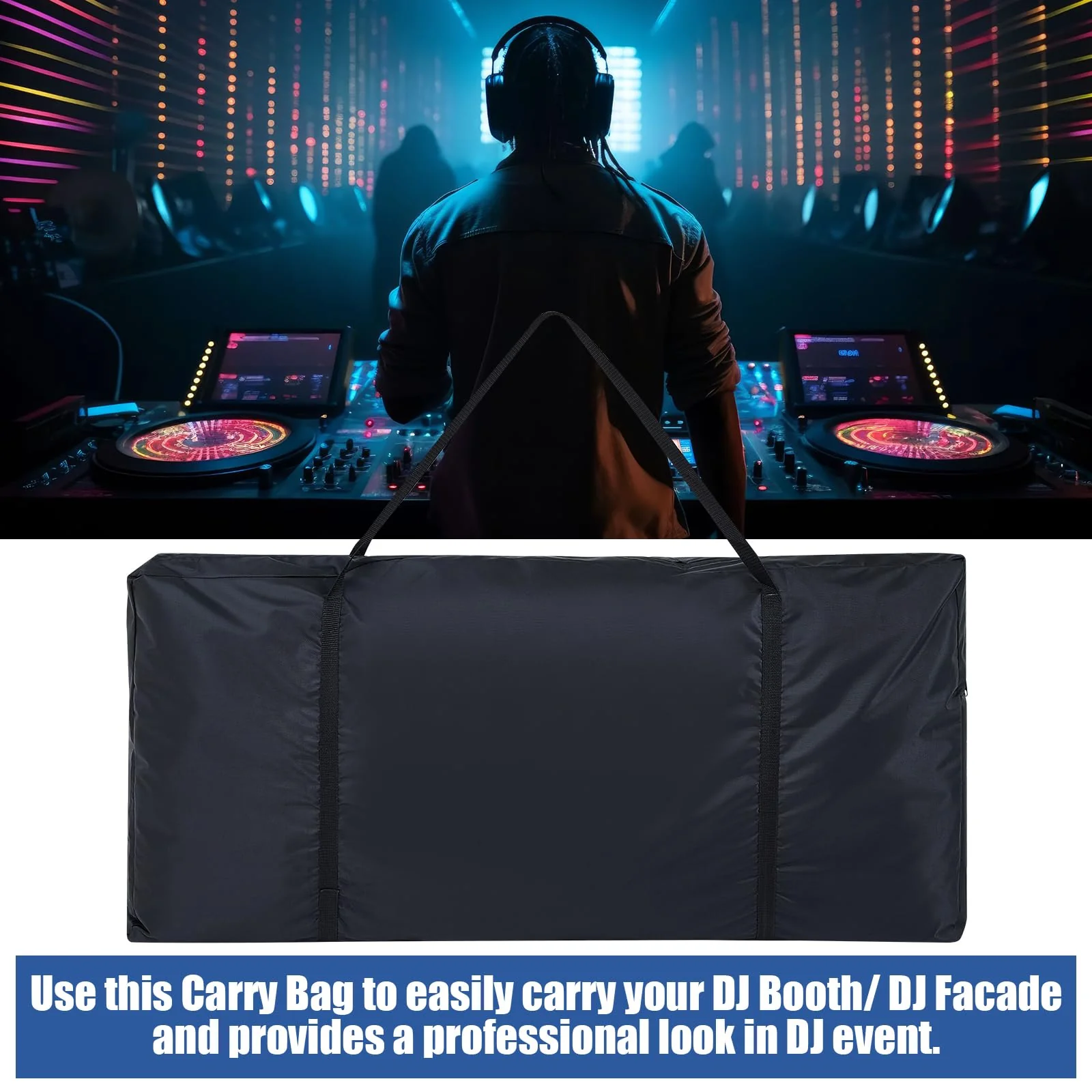 DJ Booth Carrying Bag DJ Facade Panel Carry Bag Black DJ Bag Facade Bag Reinforced Replacement, 46.5 x 22 x 4.7'' - Image 6