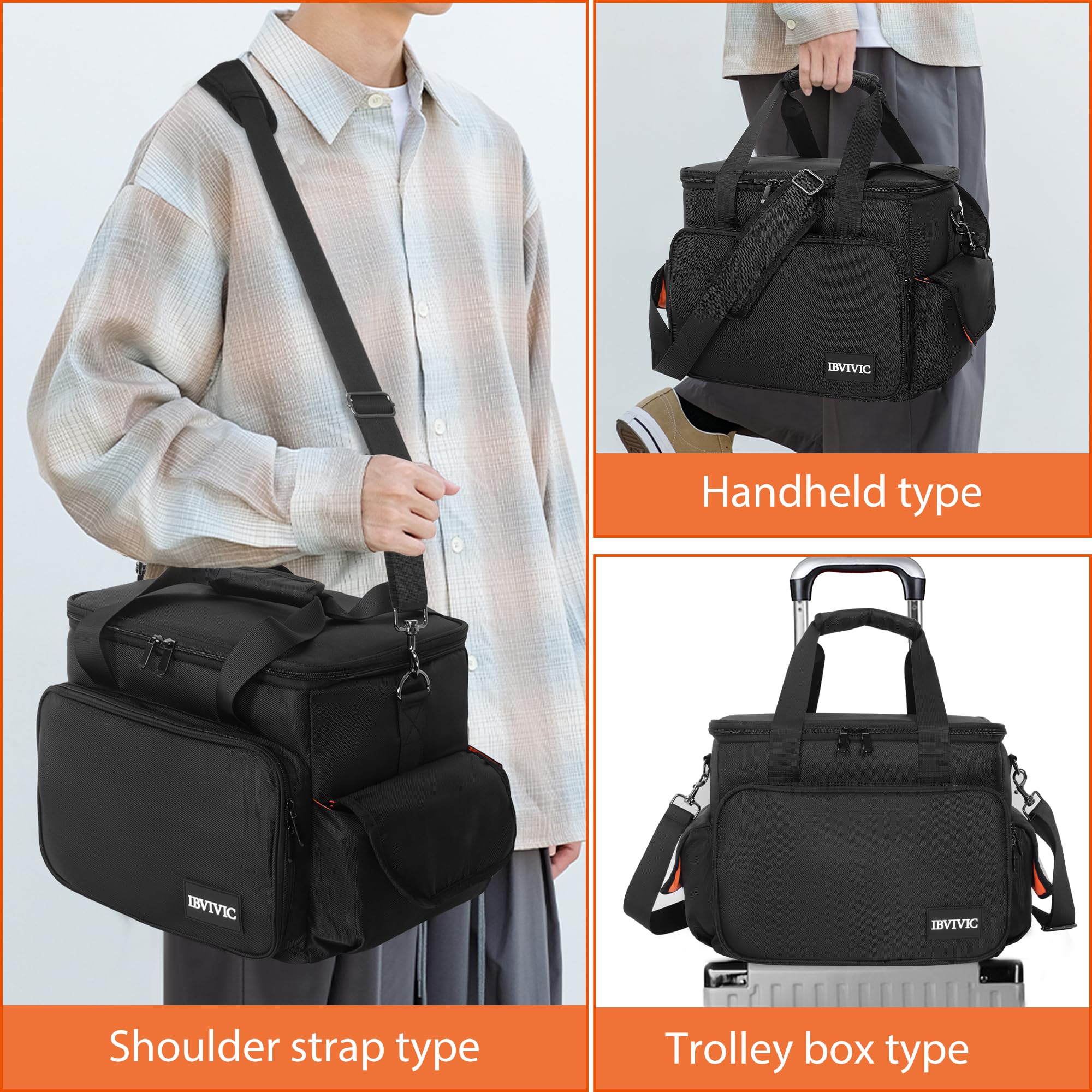 DJ Cable File Bag with 6 Detachable Dividers Gig Cable Bag for Cords,DJ Gear,Sound Instrument and Accessories 12"x8"x8" Black Orange 12Lx 8Wx 8H inch - Image 6