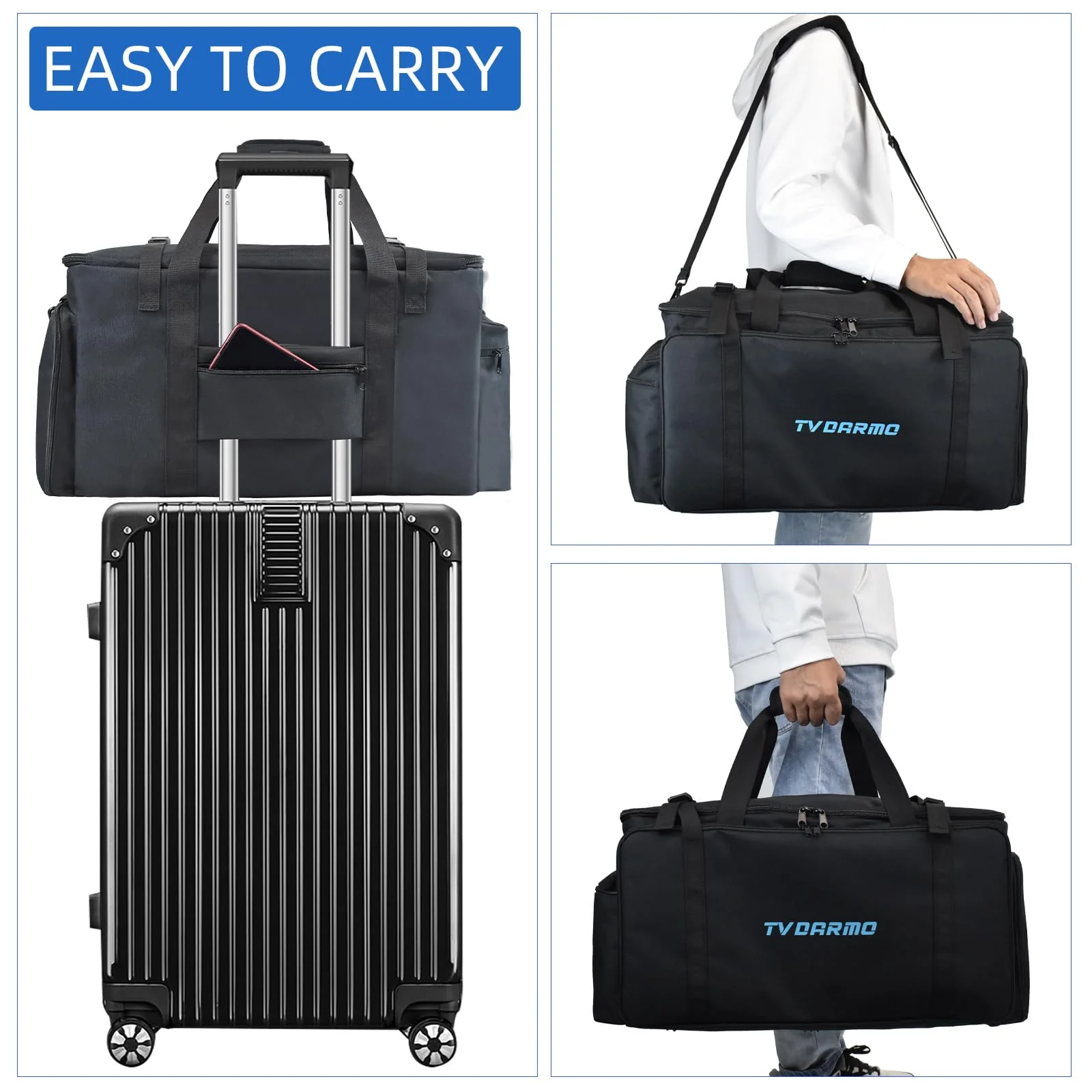 DJ Equipment Cable Bag - Gig Bag with Detachable Padded Bottom and 8 Dividers - Case for Musical Accessories, Cords, Gear, Sound Equipment - Image 5
