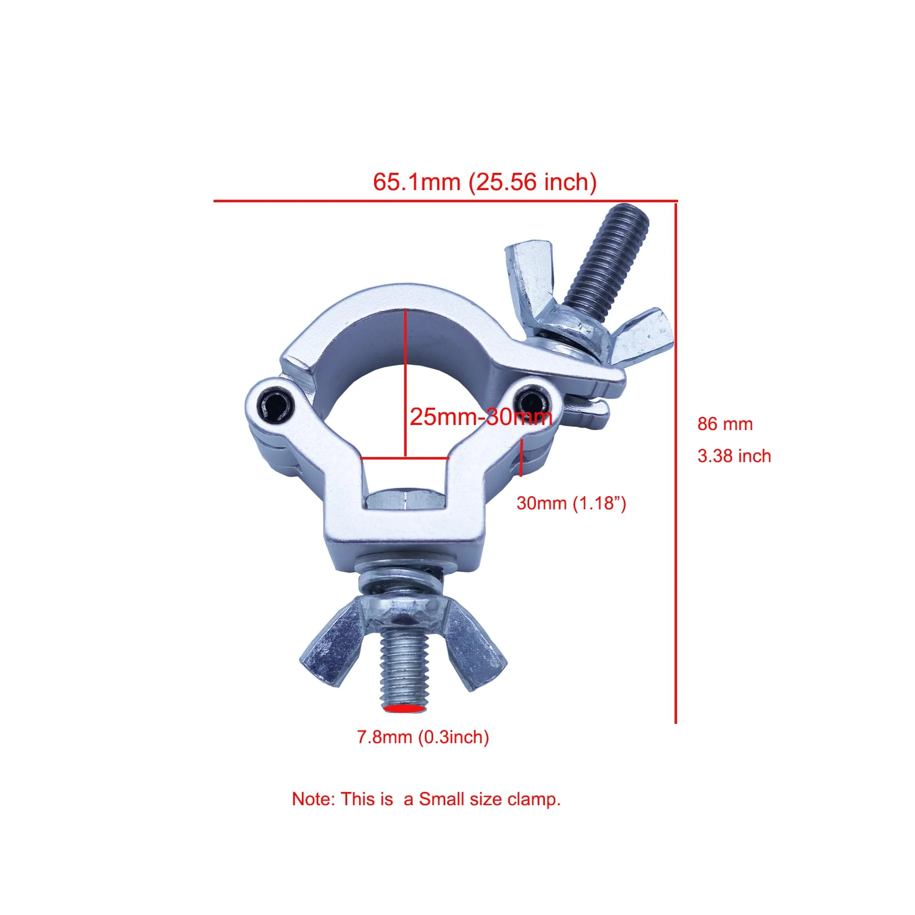 DJ Lighting Clamps 1” to 1.18” Lighting Mount Fits 25-30mm OD Pipe Heavy Duty 165 Lbs Hook Clamps Aluminum Alloy for Stage Light (4 Pcs Silver 1 Inch Clamp) 4 Pcs Silver 1 Inch Clamp - Image 4