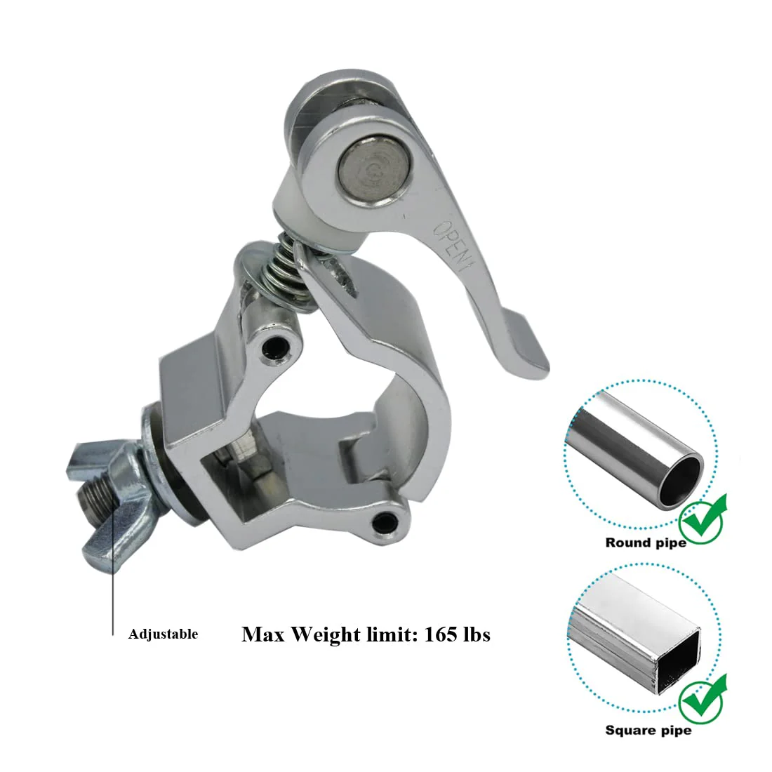 DJ Lighting truss Clamp 1.26-1.38 inch OD Pipe Truss F34 Quick Release Mount Heavy Duty 165 Lbs (2PCS) - Image 3