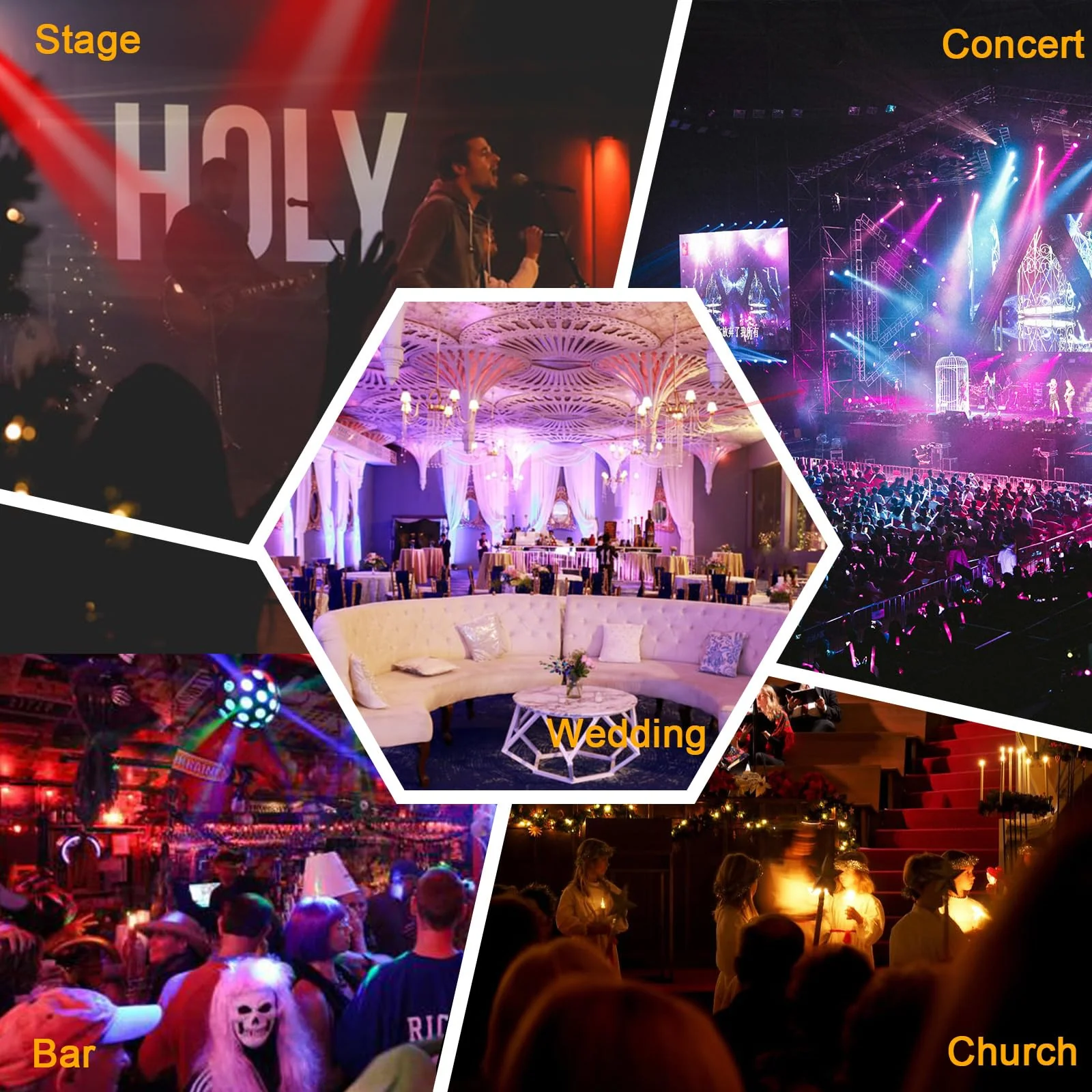 DJ Par Lights, RGBW LED Par Light with Sound Activated and Remote, DMX Stage Uplighting for Event Wedding Church Festival Stage Lighting﻿﻿ - Image 4