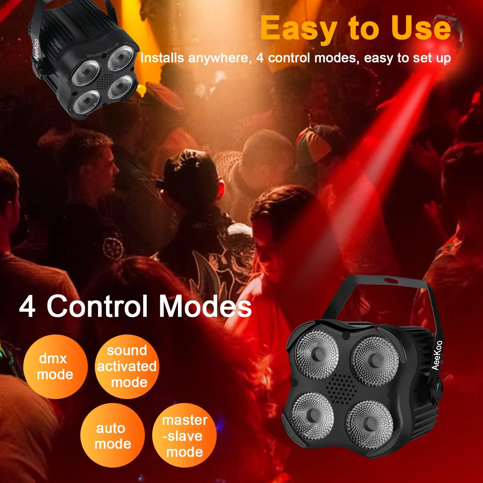 DJ Par Lights, RGBW LED Par Light with Sound Activated and Remote, DMX Stage Uplighting for Event Wedding Church Festival Stage Lighting﻿﻿ - Image 5