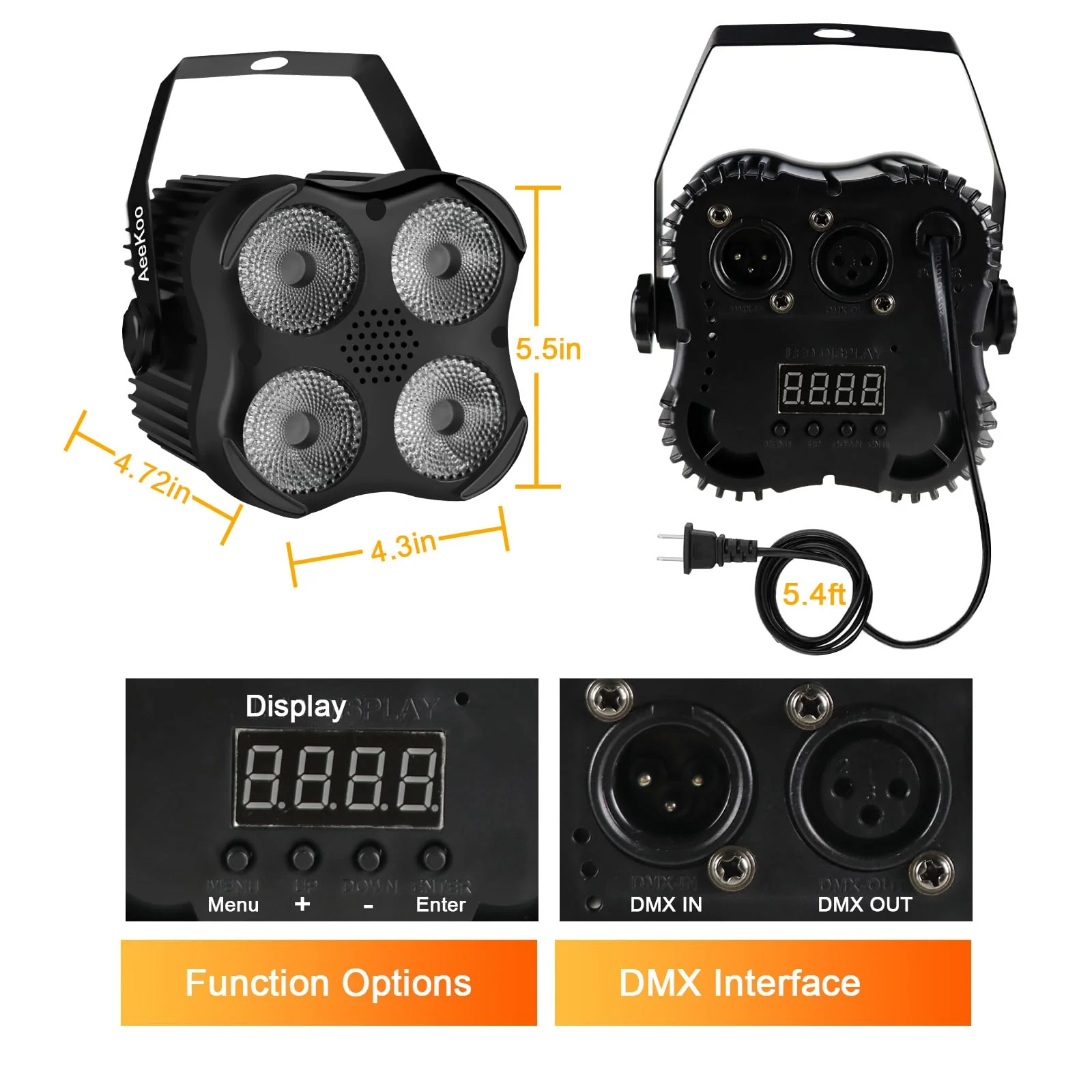 DJ Par Lights, RGBW LED Par Light with Sound Activated and Remote, DMX Stage Uplighting for Event Wedding Church Festival Stage Lighting﻿﻿ - Image 6