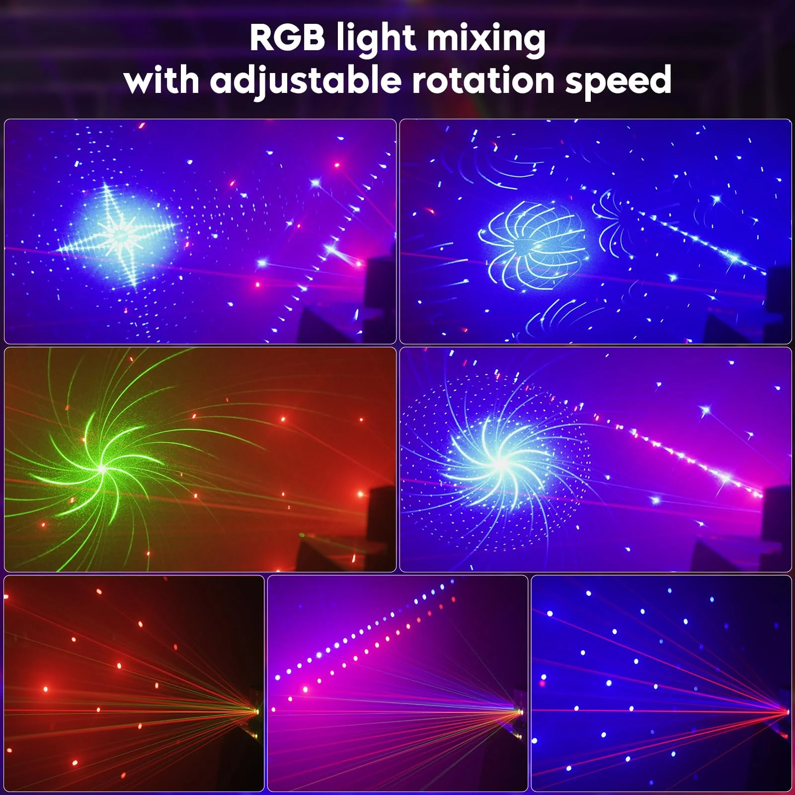 Dj Party Lights,9 Lens Strobe Laser Rave Light Show with DMX & Sound Activated with Remote Control Party Light Dj Disco Lights Indoor for Dance Birthday Wedding Stage Lighting - Image 3