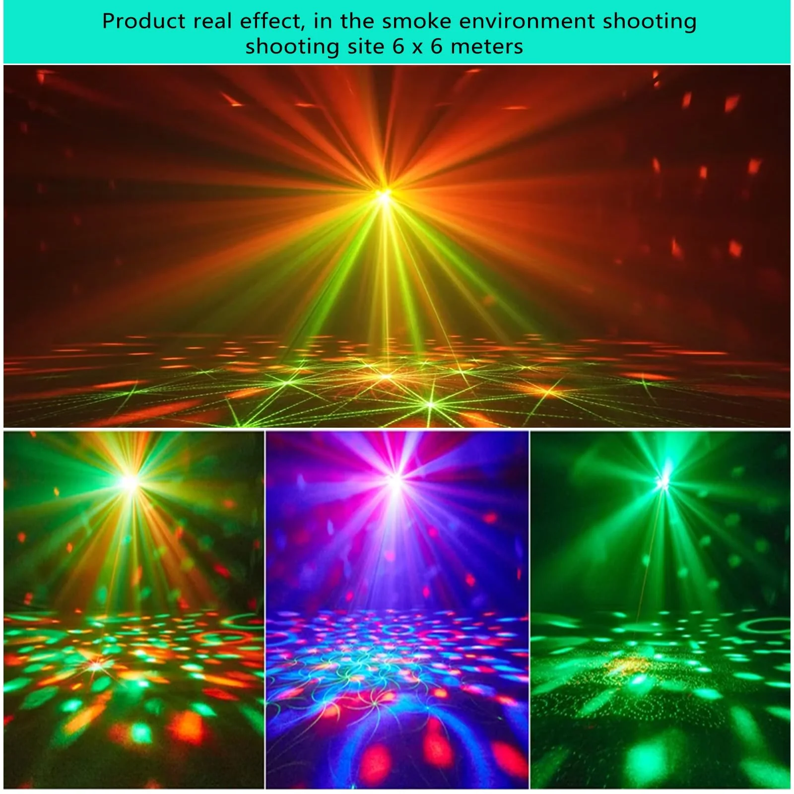 DJ Party Lights Disco Ball Light,Sound Activated Disco Lights+Red and Green Pattern Lamp Strobe Lighting for Home Club Karaoke Christmas Halloween Birthday Wedding Dancing - Image 2