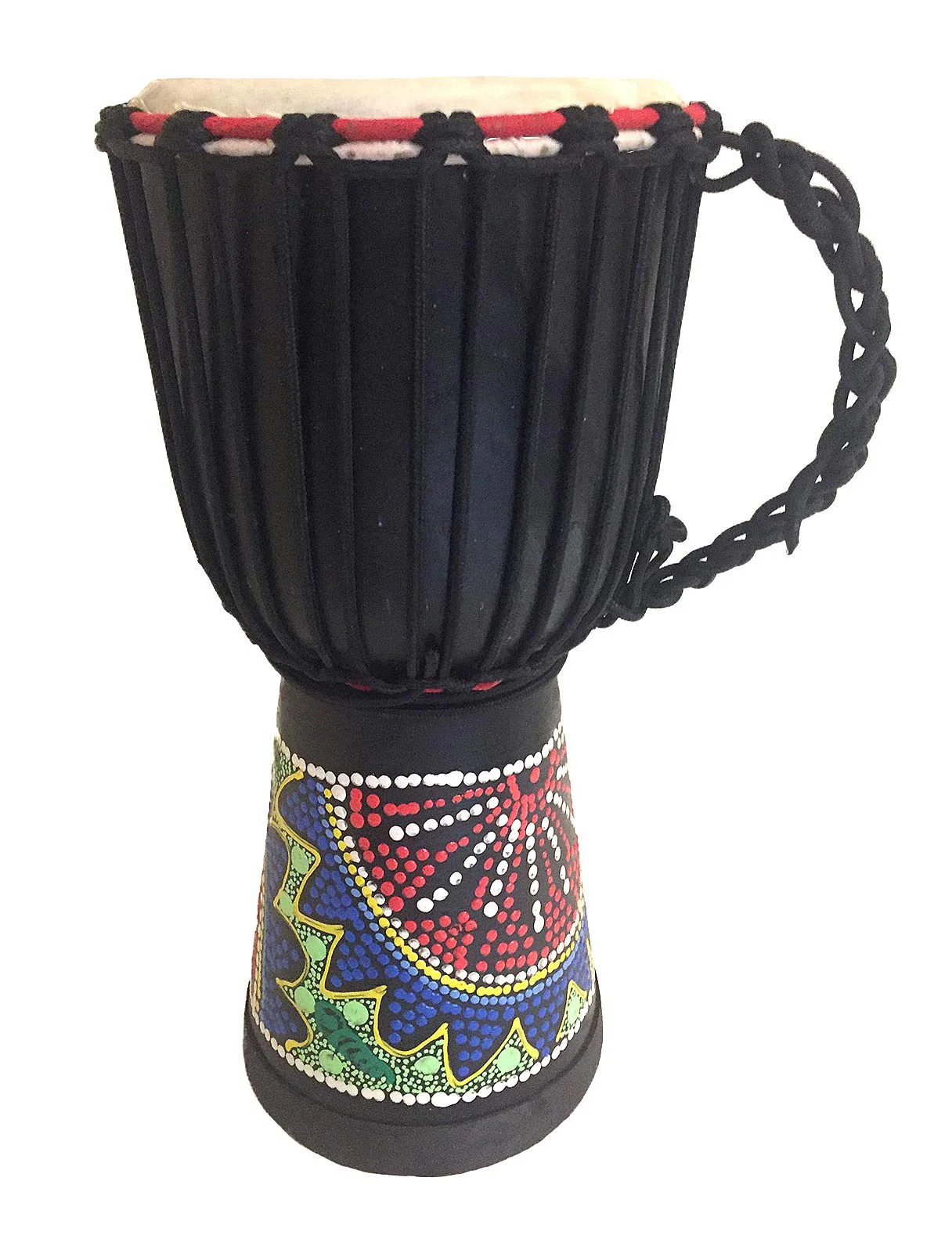 Djembe Drum Bongo Congo African Wood Drum - MED SIZE- 12" High, JIVE BRAND, Professional Quality With Heavy Base/Includes Key Chain 12" High Painted - Image 9