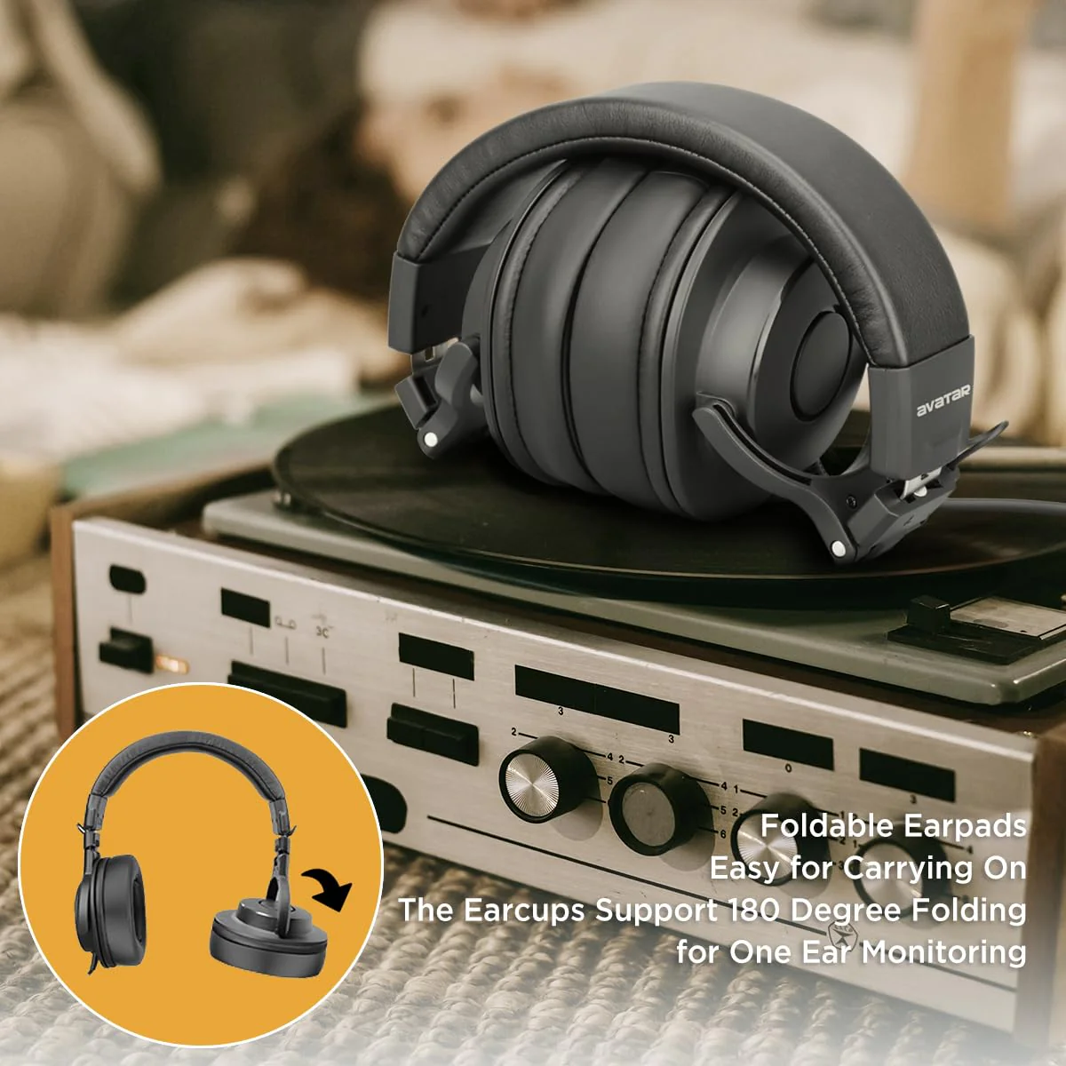 DMH10 Over-Ear Studio Monitor Headphones for Recording Electric Drum Headphone for Drummers, with Deep Bass, Noise Isolation, 3.5mm Jack 1/4" Adapter, 3m Long Cable - Image 4