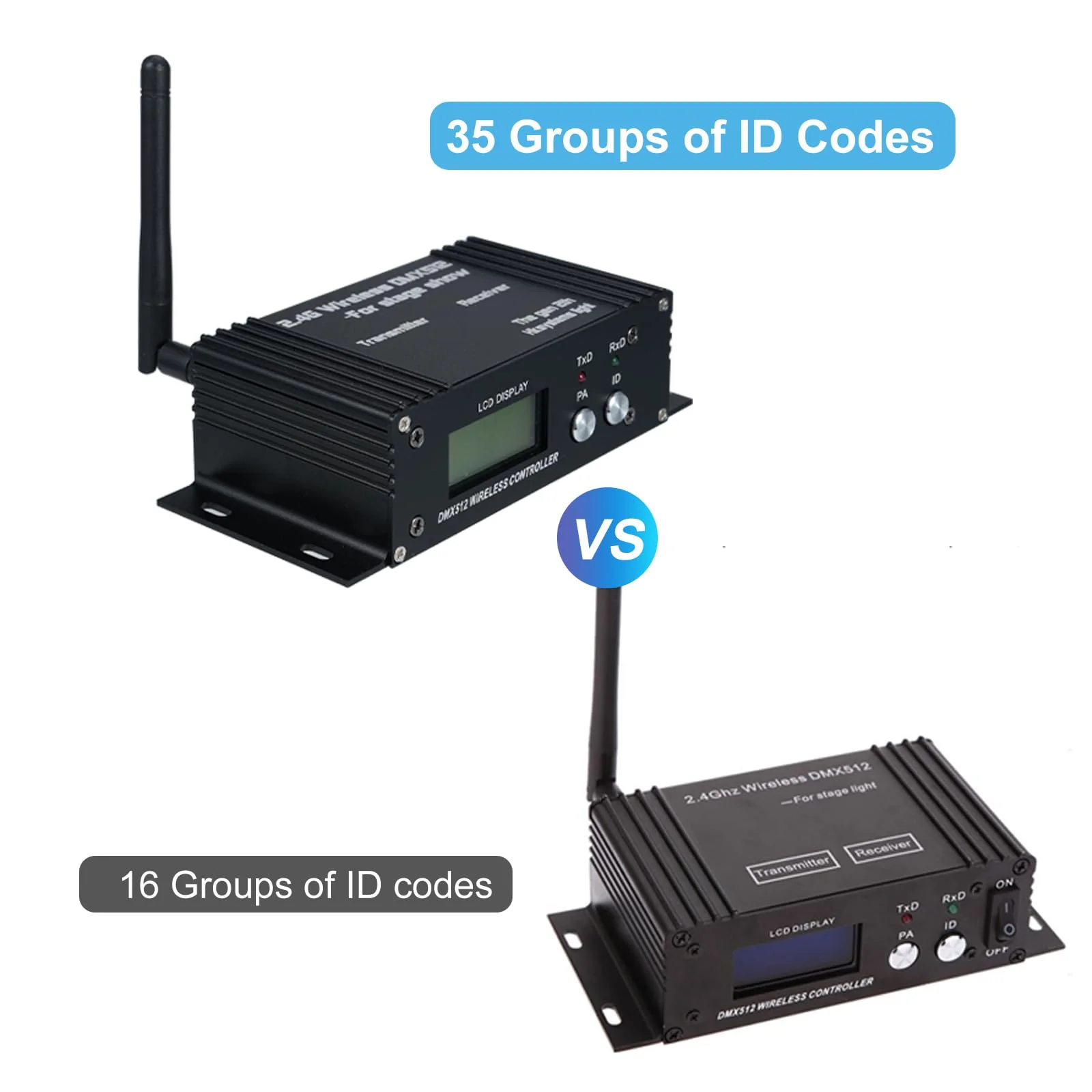 DMX512 2.4G Wireless Controller Transmitter Receiver LCD Display Power Adjustable Repeater Lighting Controller 35 Groups ID Coding for Party DJ Show Club LED Stage Disco KTV Stage Light - Image 2
