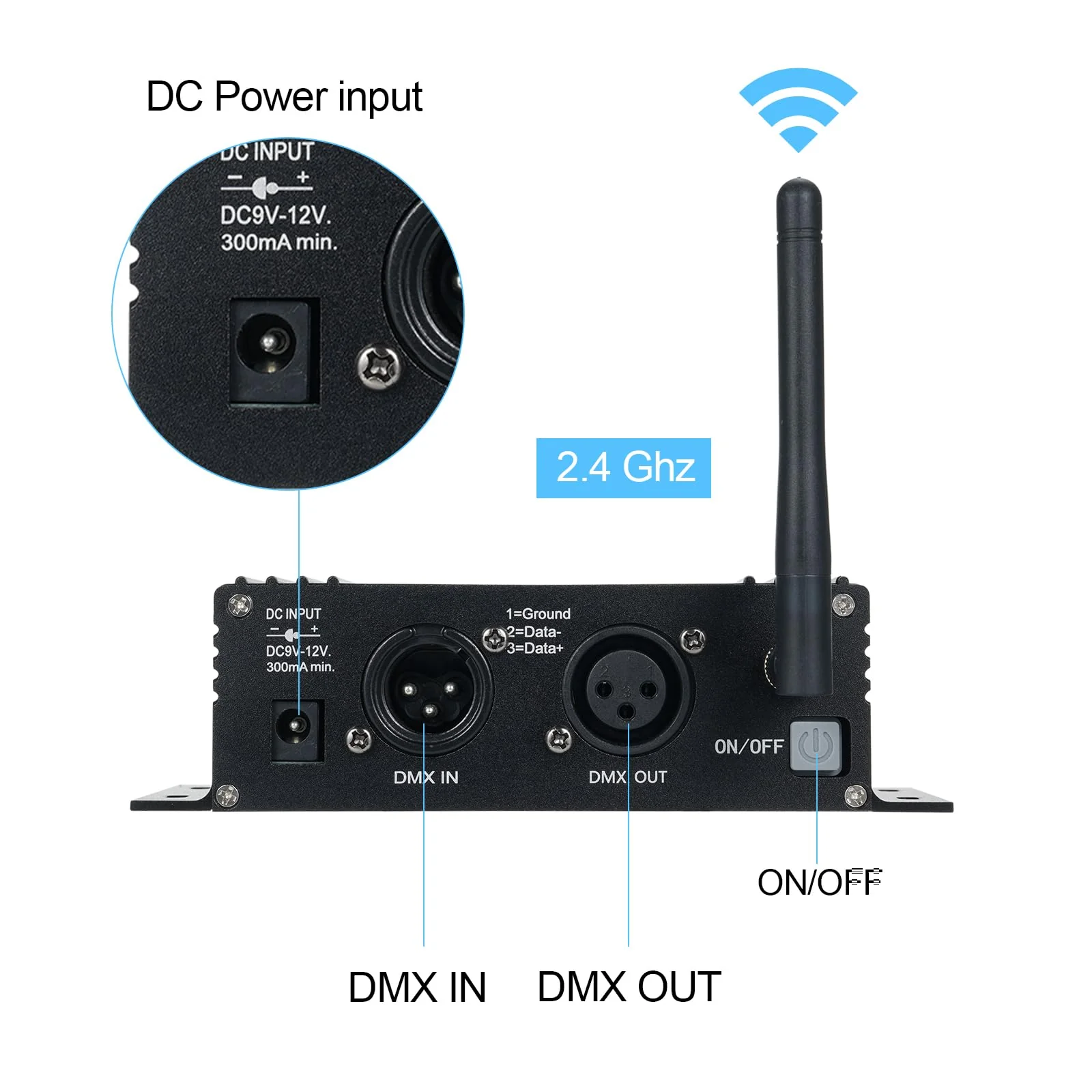 DMX512 2.4G Wireless Controller Transmitter Receiver LCD Display Power Adjustable Repeater Lighting Controller 35 Groups ID Coding for Party DJ Show Club LED Stage Disco KTV Stage Light - Image 3