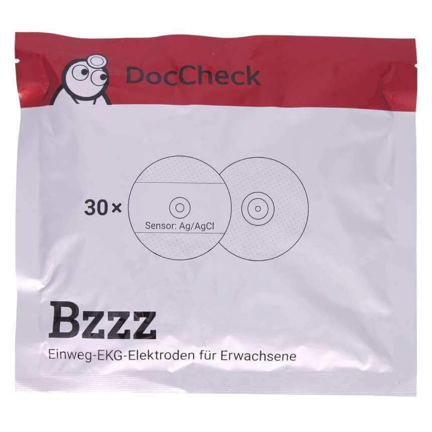 DocCheck Disposable Electrodes "Bzzz" - Pack of 30 Push Button Connection, Diameter 50 mm, Foam, For ECG and Ergometrics, Good Contact Properties, Lasting Conductivity, Comfortable to Wear, - Image 3