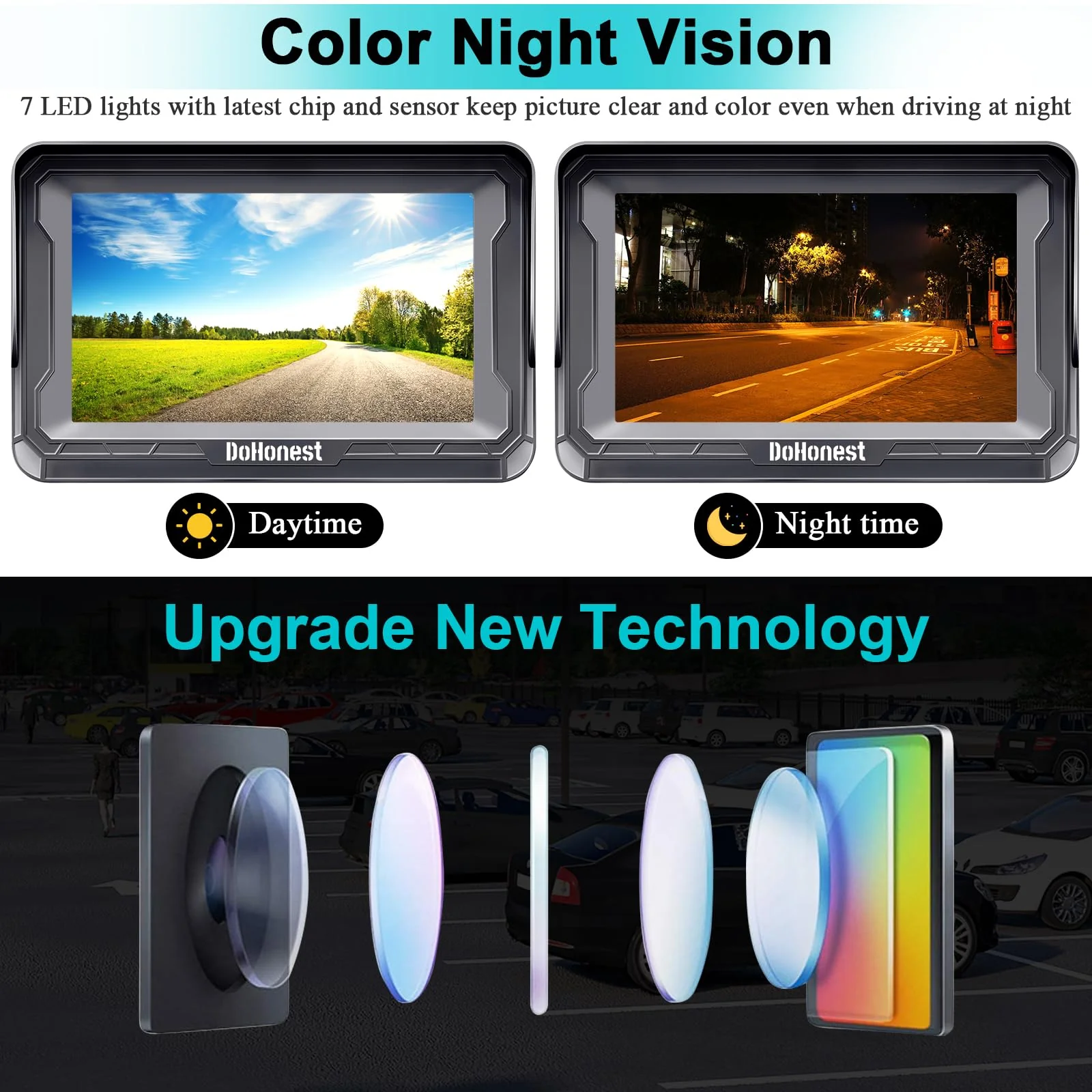 DoHonest Backup Camera and Monitor Kit HD 720P Easy Installation for Car/Suv/Pickup/Truck/Van/RV/Trailer Single Power Rear View System Driving/Reversing Use IP68 Waterproof Night Vision - Image 4