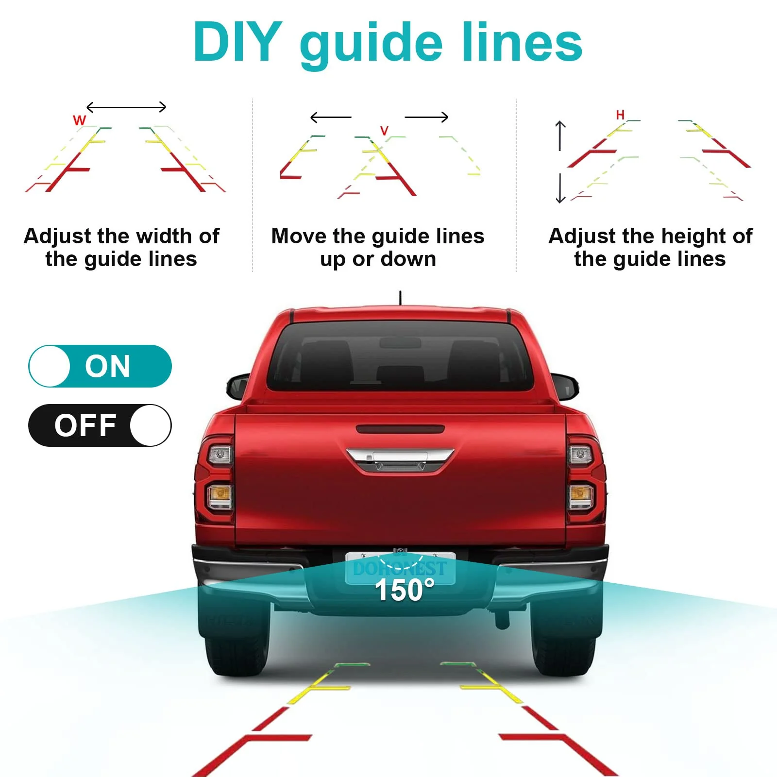 DoHonest Backup Camera and Monitor Kit HD 720P Easy Installation for Car/Suv/Pickup/Truck/Van/RV/Trailer Single Power Rear View System Driving/Reversing Use IP68 Waterproof Night Vision - Image 5